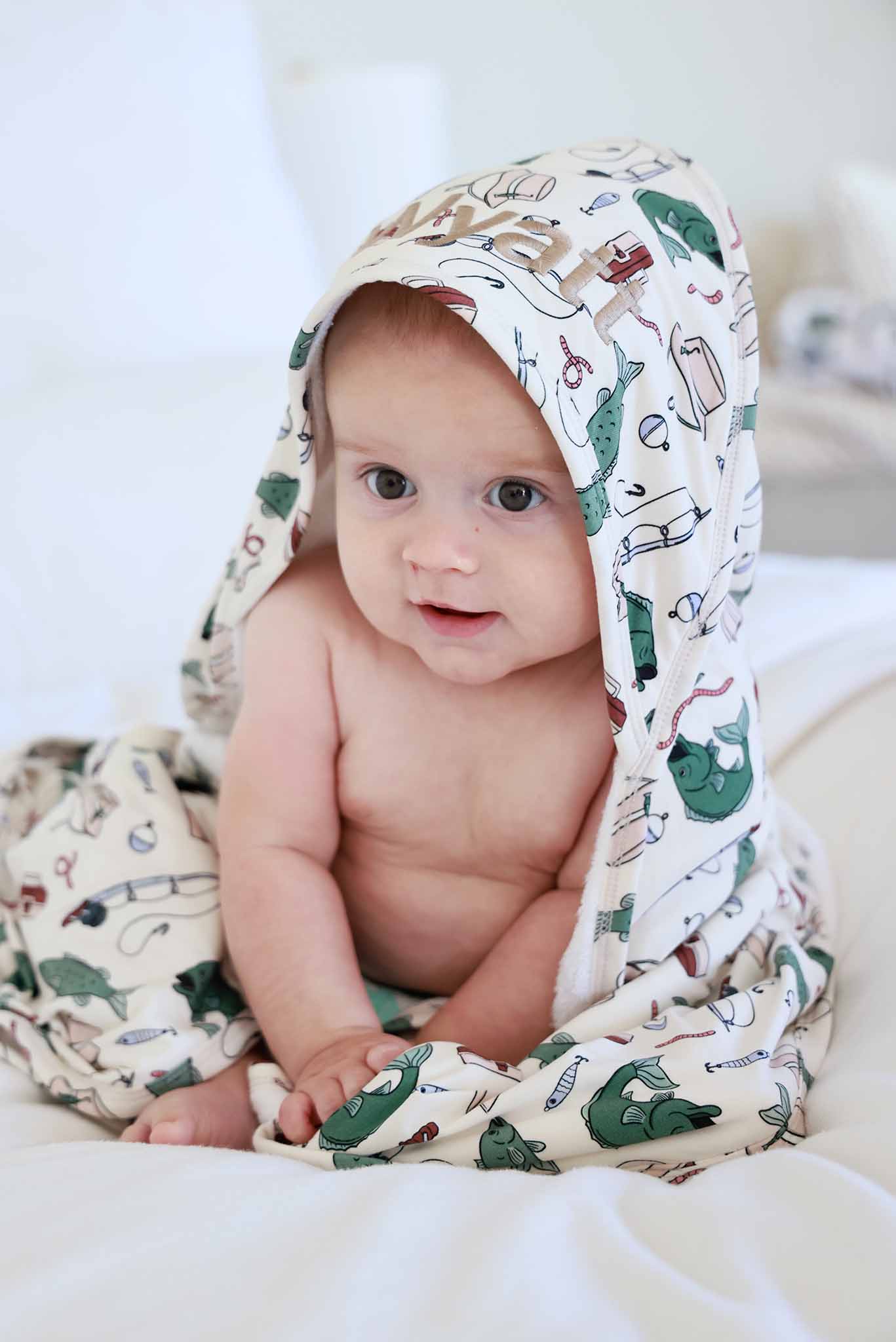 Baby Embroidered Bamboo Hooded Towels - Image 34