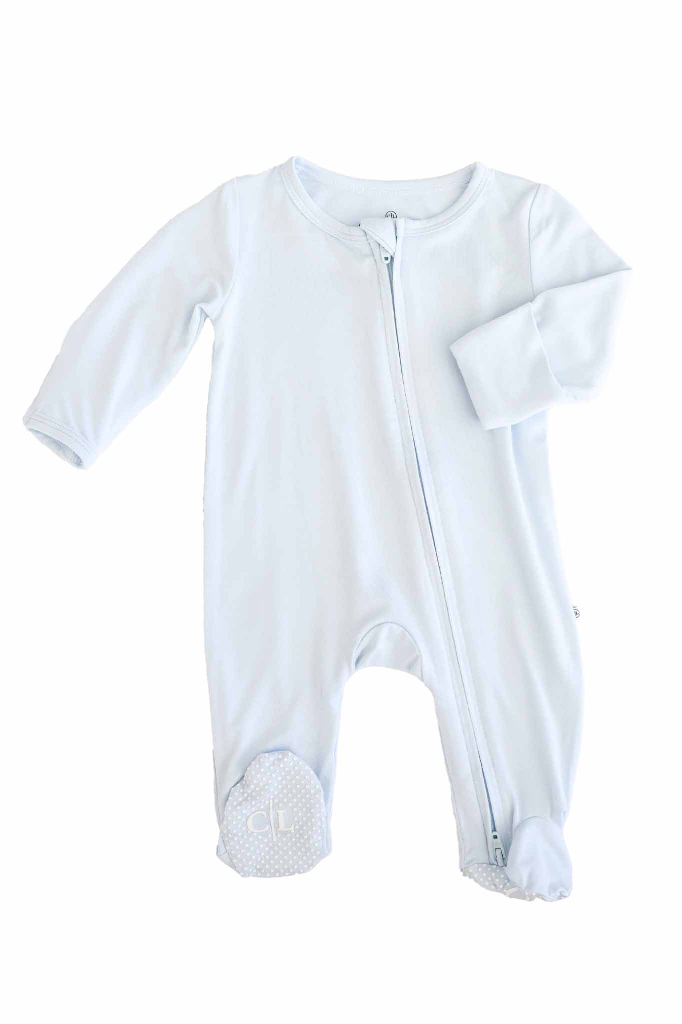 Baby Blue Bamboo Zipper Footie - Image 3