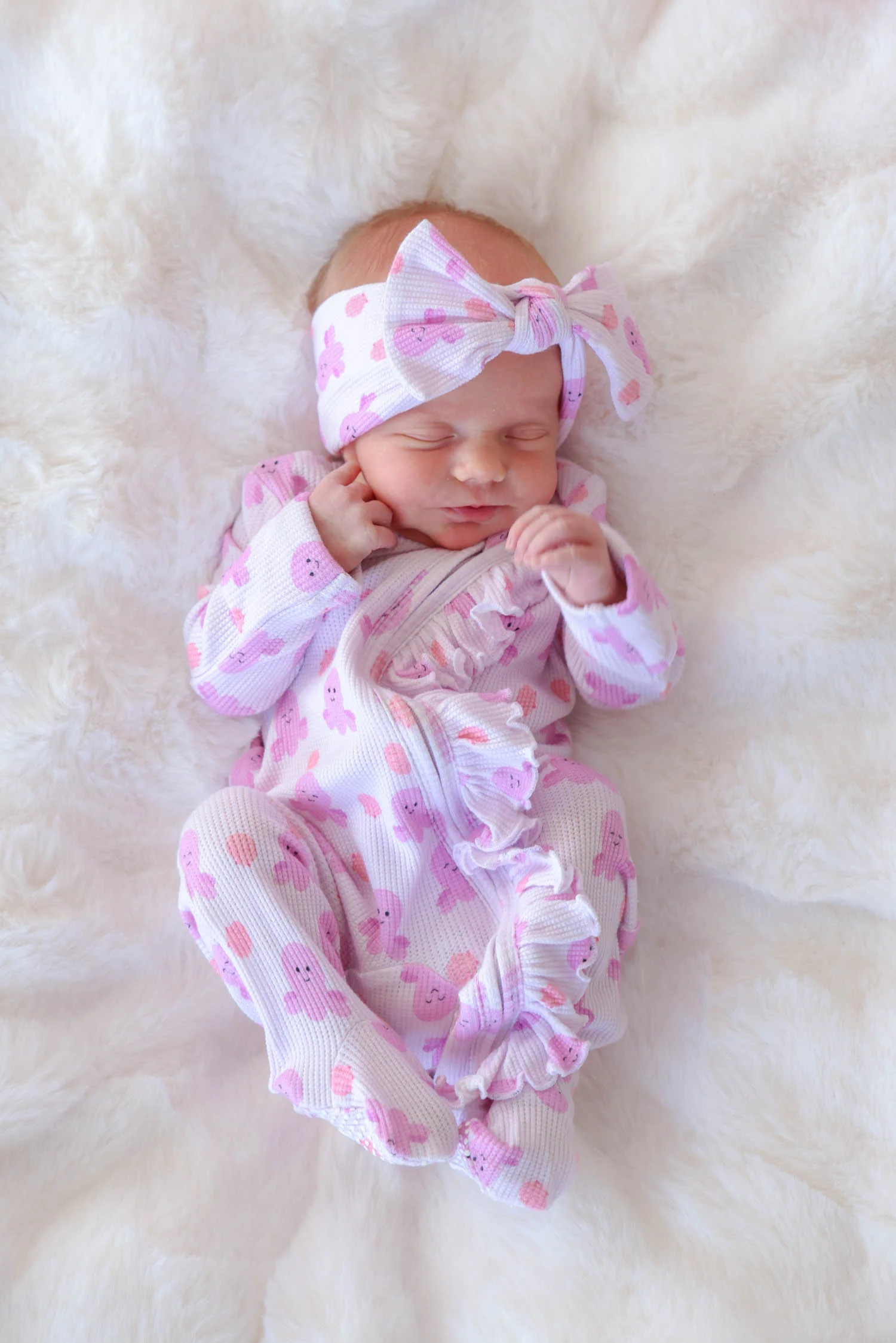 Bamboo Waffle Ruffle Zipper Footie | Sea Snuggles - Image 8
