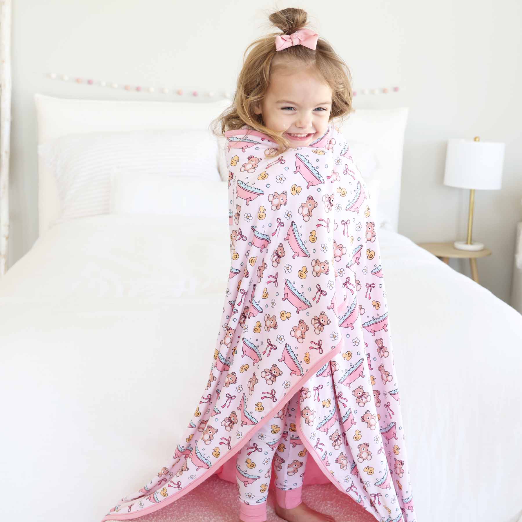 Bathtime Besties Double Sided Bamboo Blanket | Pink - Image 2