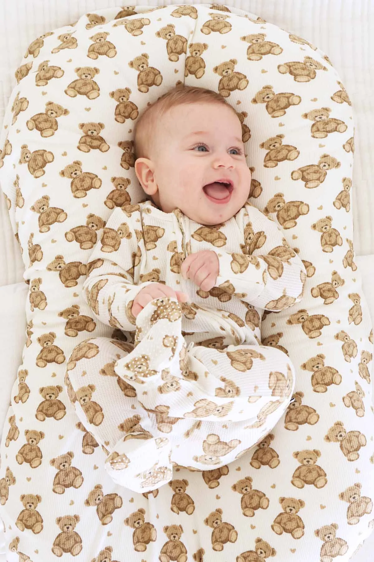 Beary Sweet Bamboo Waffle Zipper Footie - Image 2