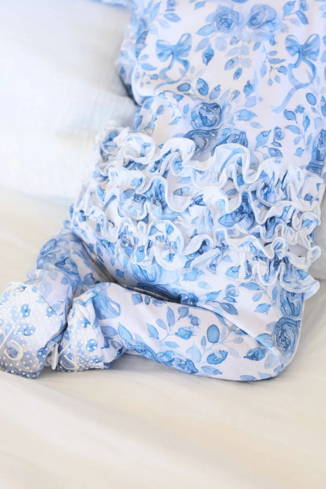 Betsy's Blooms Ruffle Zipper Footie