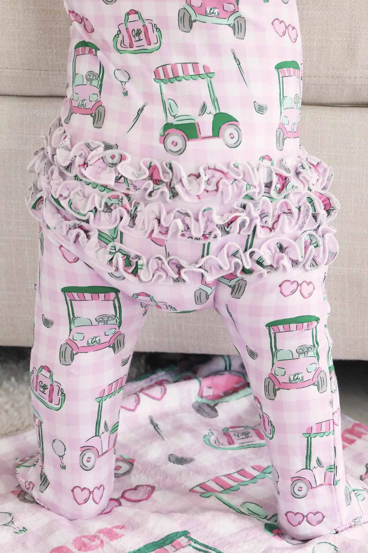 Birdie Babes Ruffle Zipper Footie | Pink - Image 2