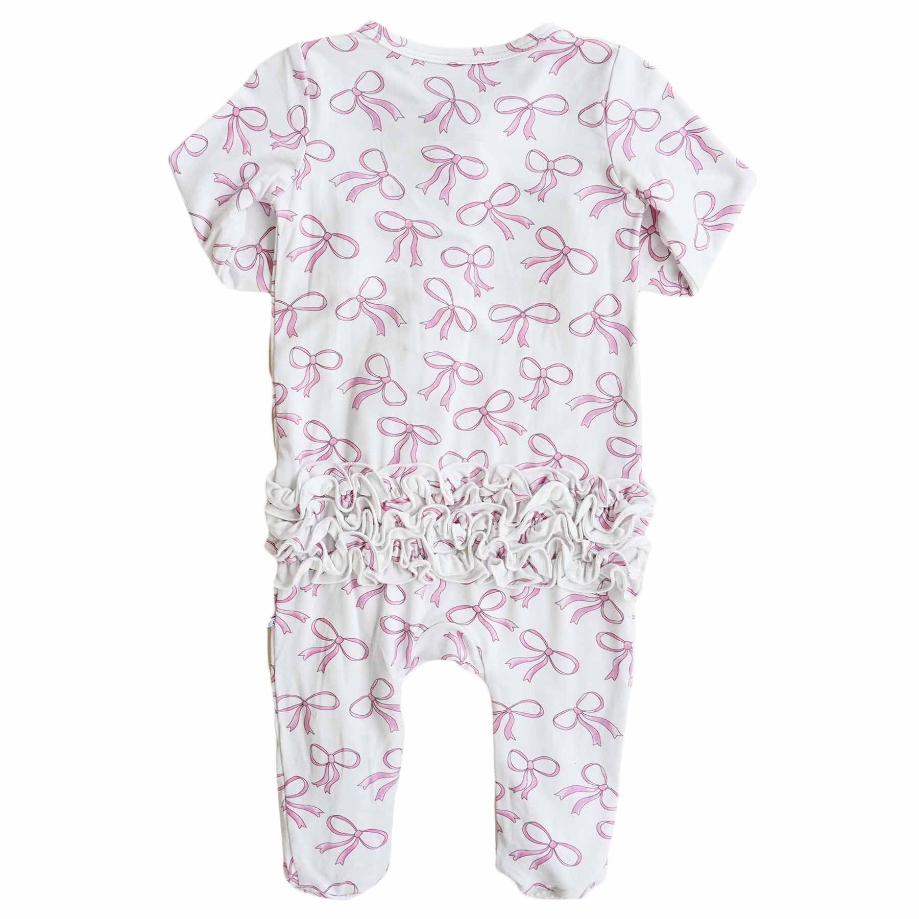 Blushing Bows Ruffle Zipper Footie - Image 5