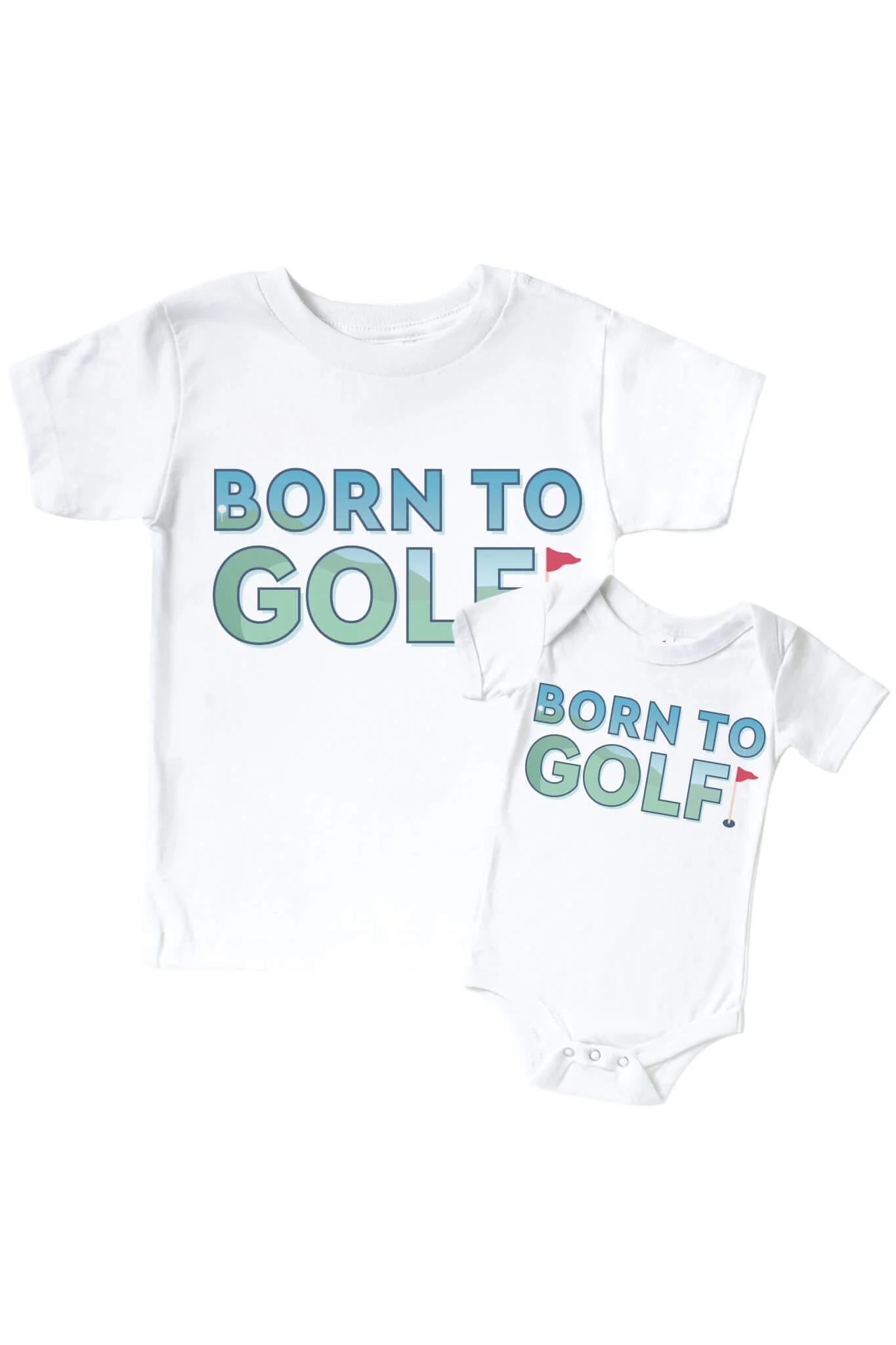 Born To Golf Graphic Bodysuit & Kids Tee | White