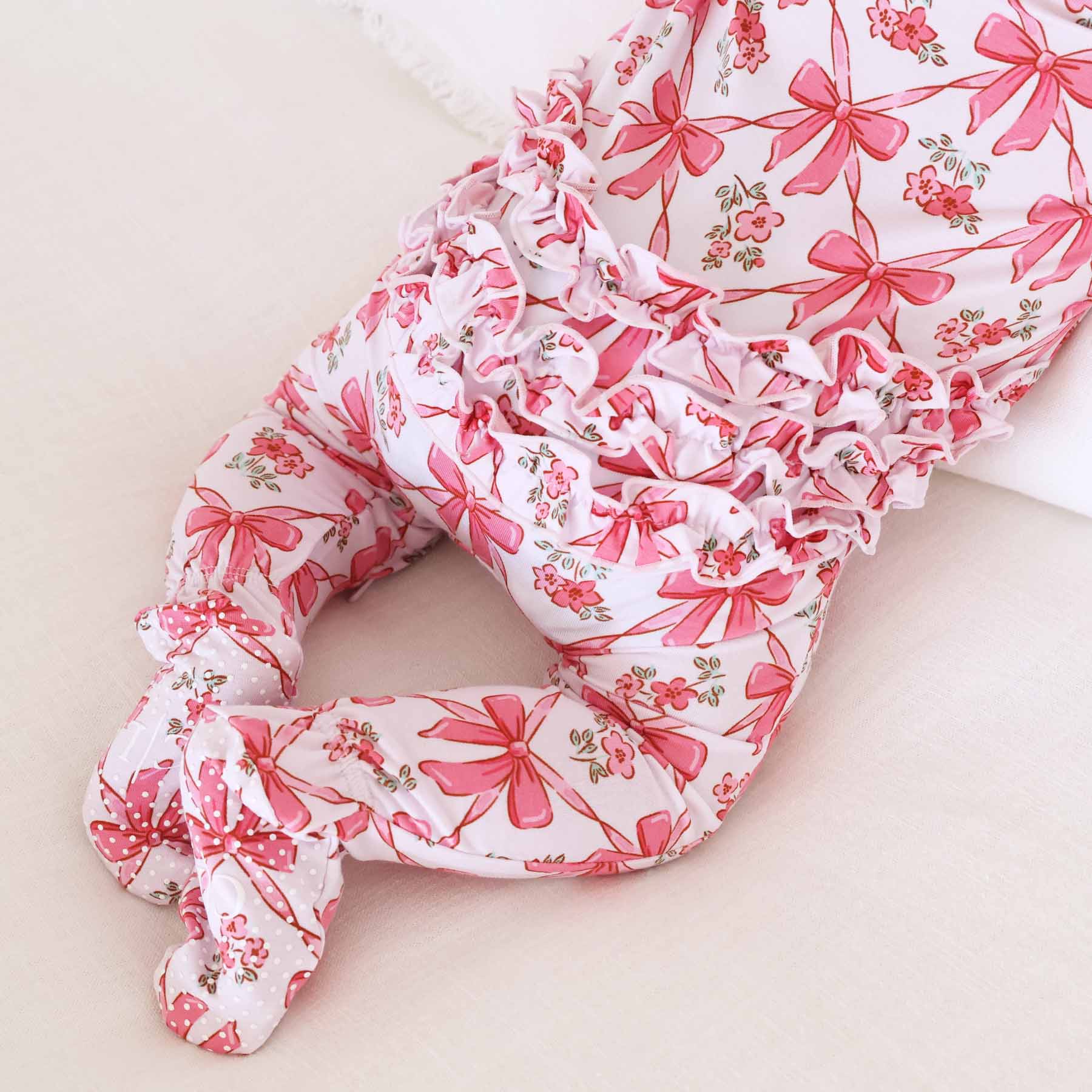 Bow Besties Ruffle Zipper Footie - Image 2