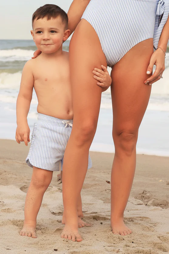 Boy's Swim Trunks | Seersucker Blue - Image 13