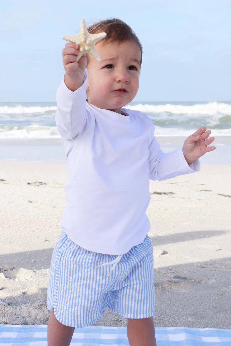 Boy's Swim Trunks | Seersucker Blue - Image 18