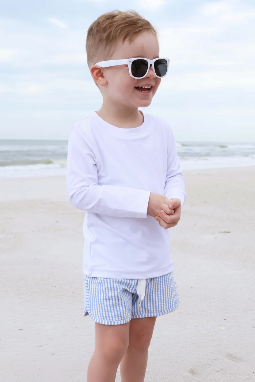 Boy's Swim Trunks | Seersucker Blue - Image 21