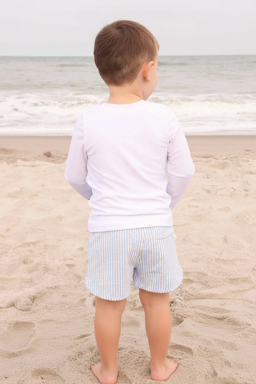 Boy's Swim Trunks | Seersucker Blue - Image 22