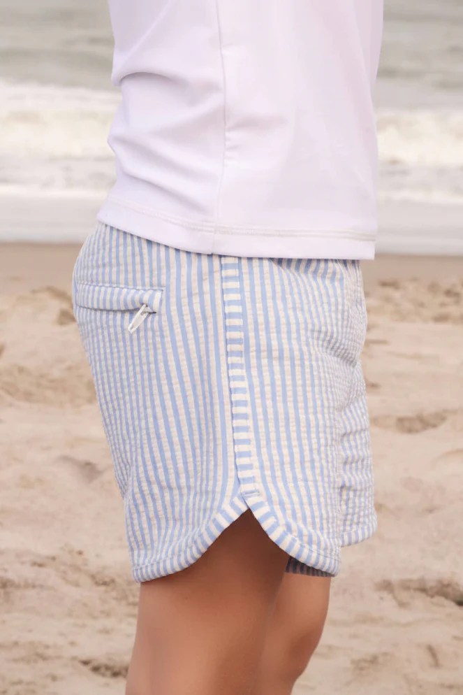 Boy's Swim Trunks | Seersucker Blue - Image 23