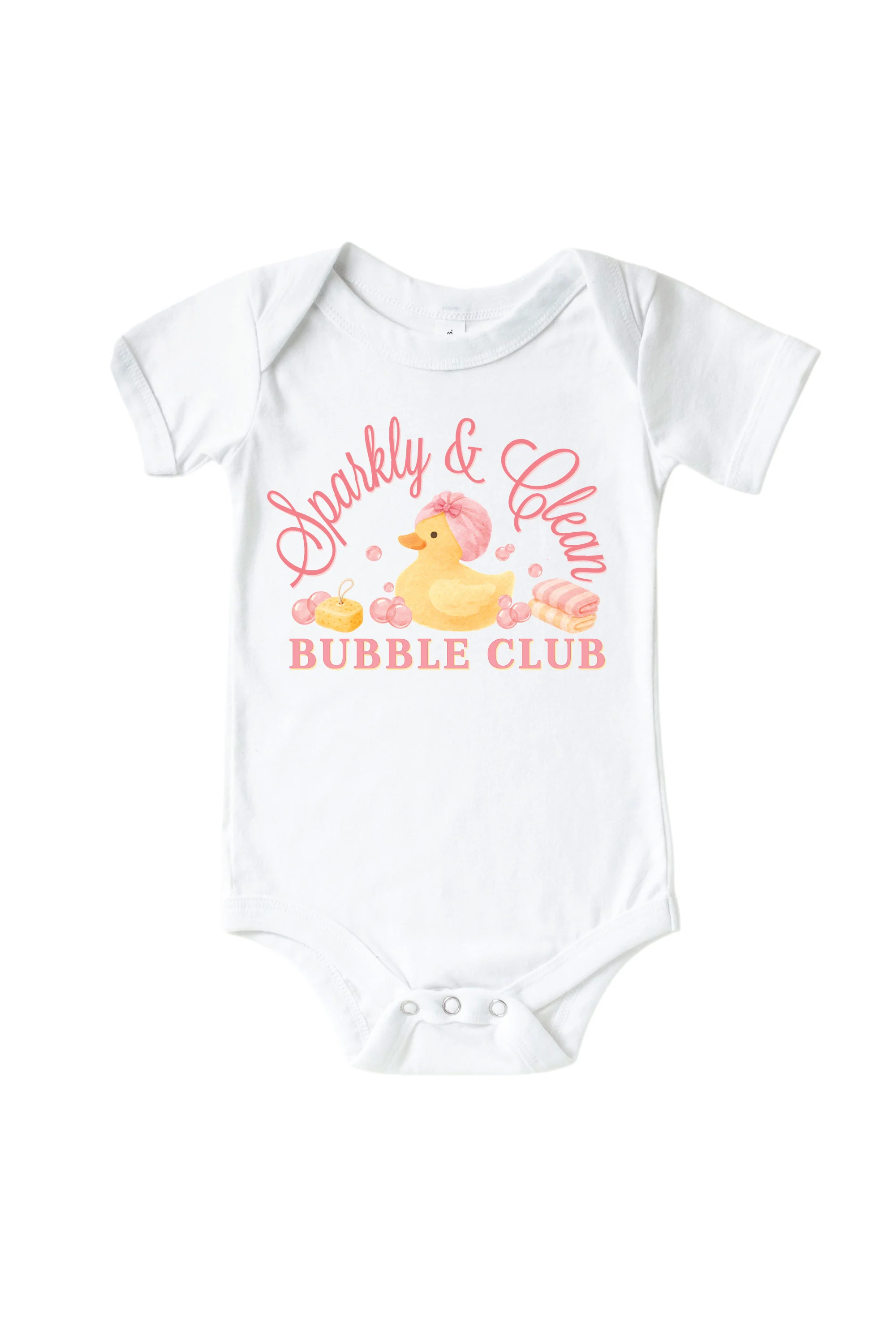 Bubble Club Pink Graphic Bodysuit & Kids Tee | White - Image 2