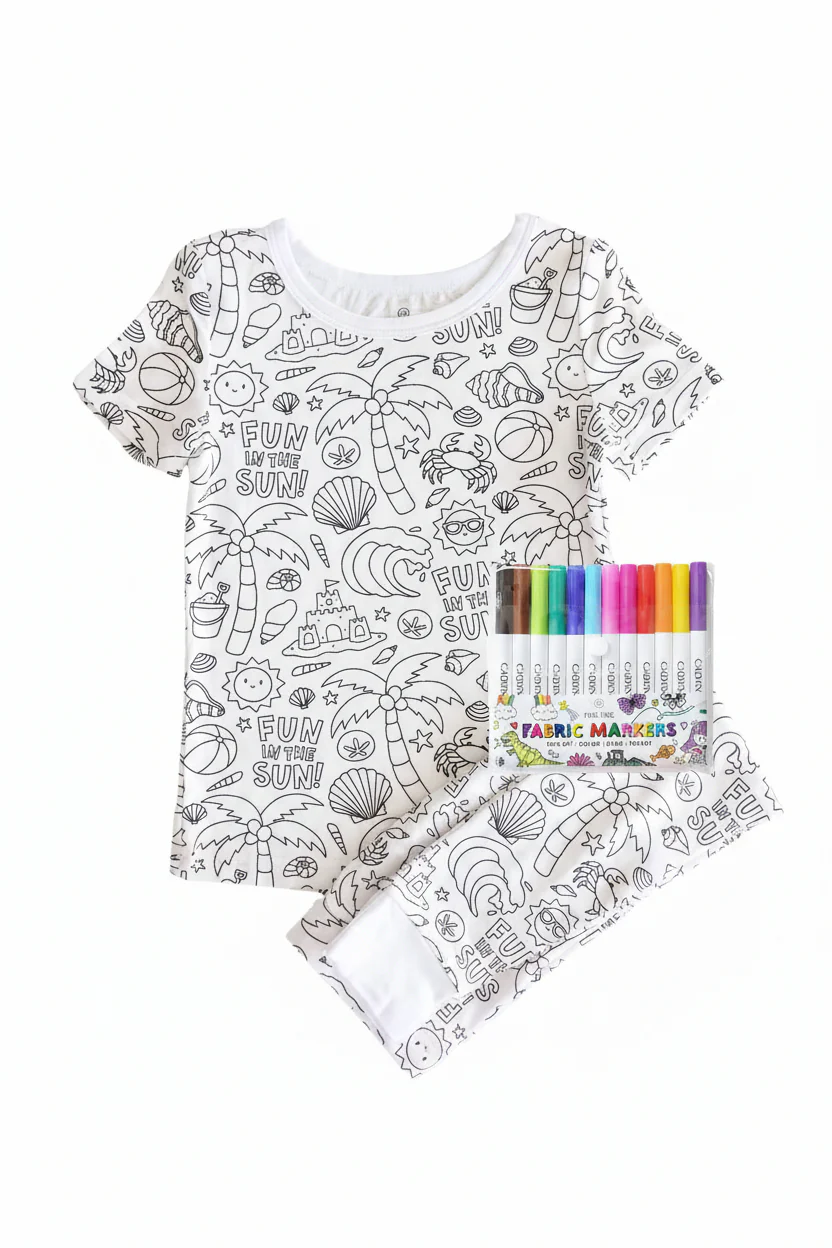 Colorable Two Piece Pajama Set | Beach Bash - Image 2