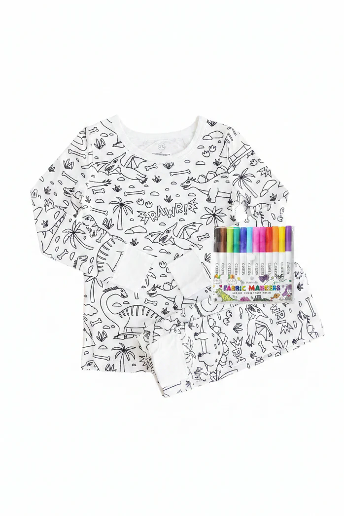 Colorable Two Piece Pajama Set | Jurassic Playground - Image 3