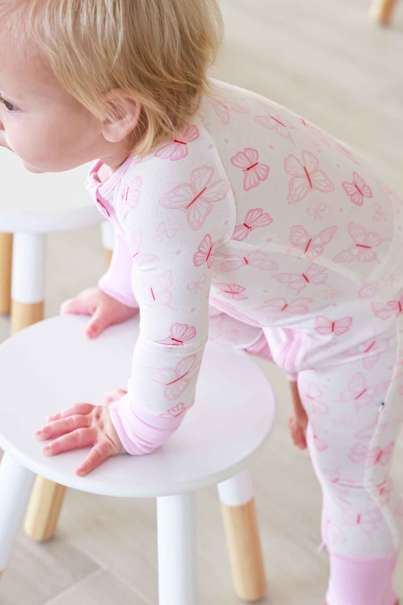 Convertible Bamboo Zip Romper | Blooming Butterflies - Image 4