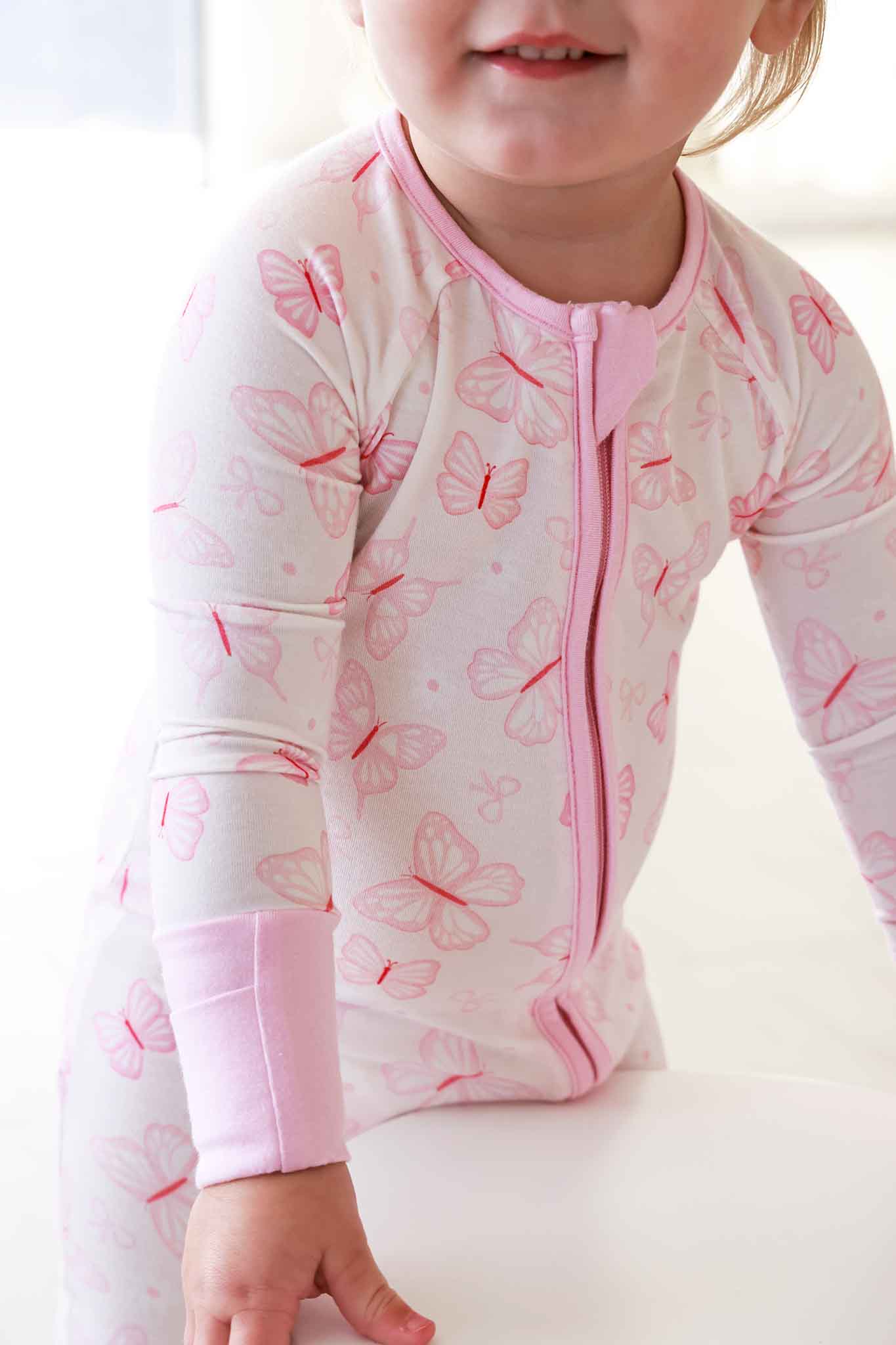 Convertible Bamboo Zip Romper | Blooming Butterflies - Image 5