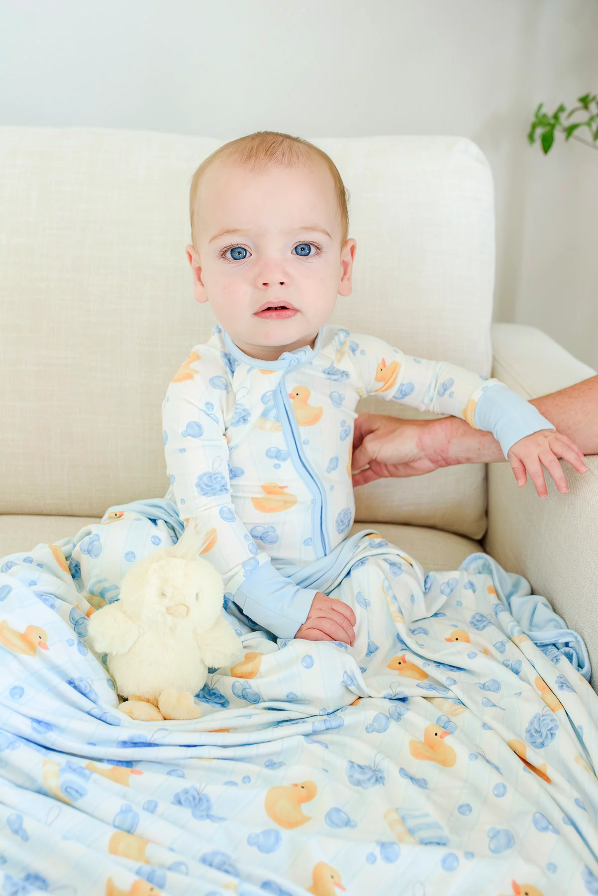 Convertible Bamboo Zip Romper | Bubble Duckies Blue