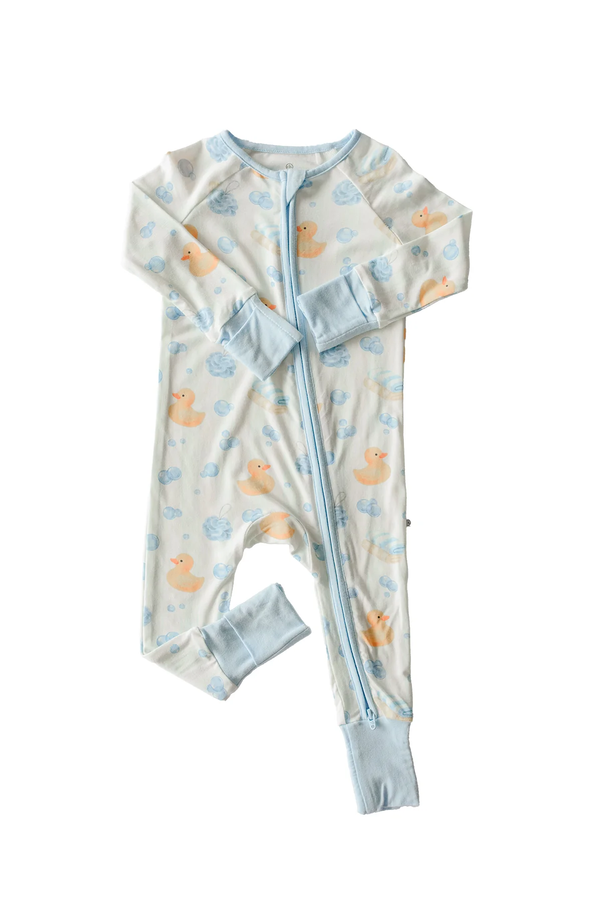 Convertible Bamboo Zip Romper | Bubble Duckies Blue - Image 2
