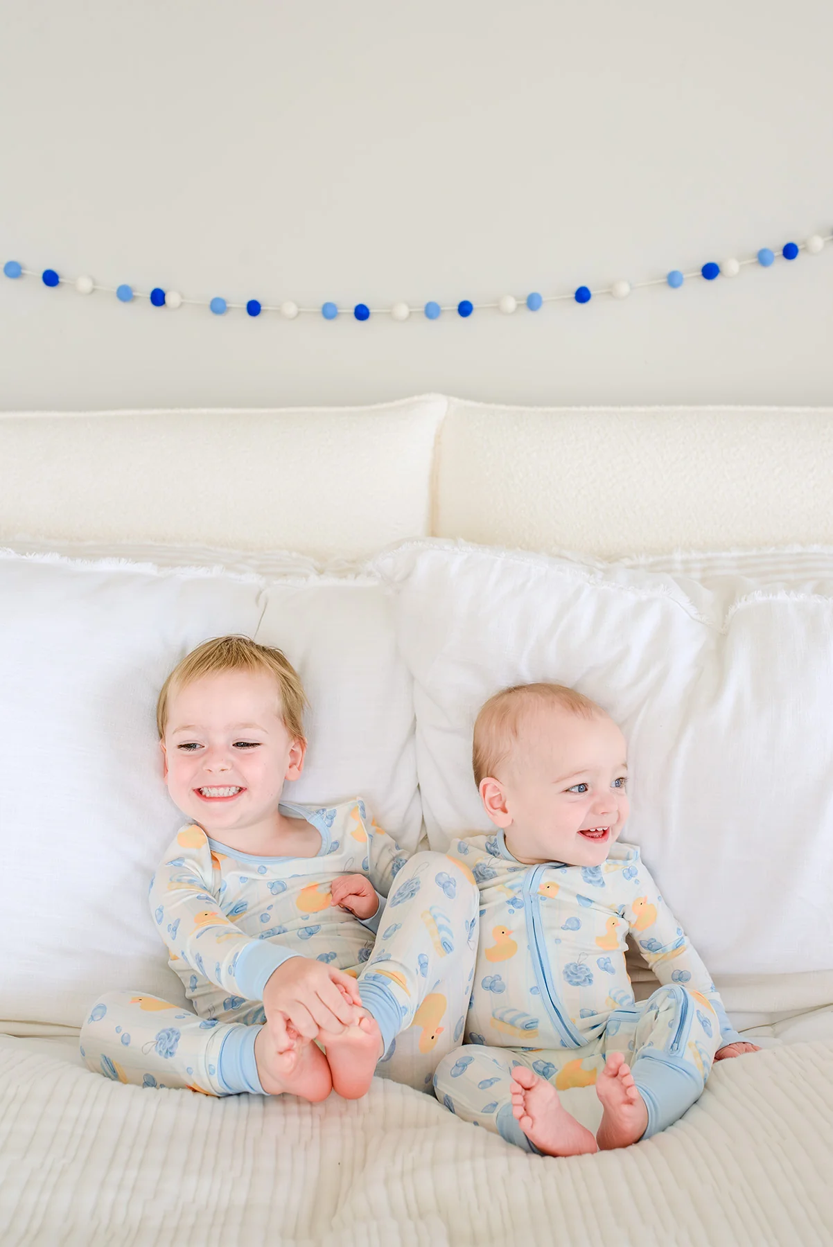 Convertible Bamboo Zip Romper | Bubble Duckies Blue - Image 8