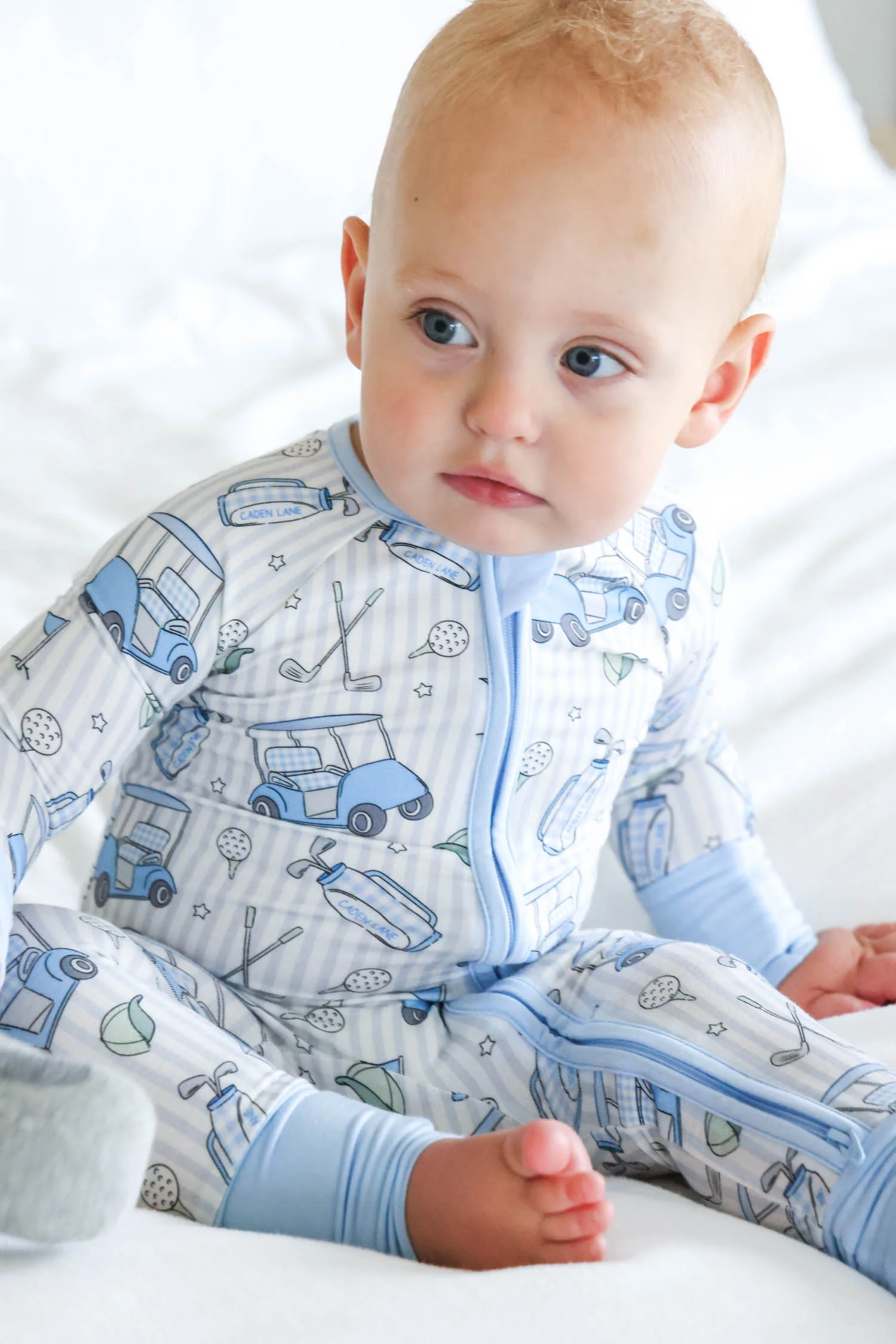 Convertible Bamboo Zip Romper | Caddie Crew Blue - Image 3