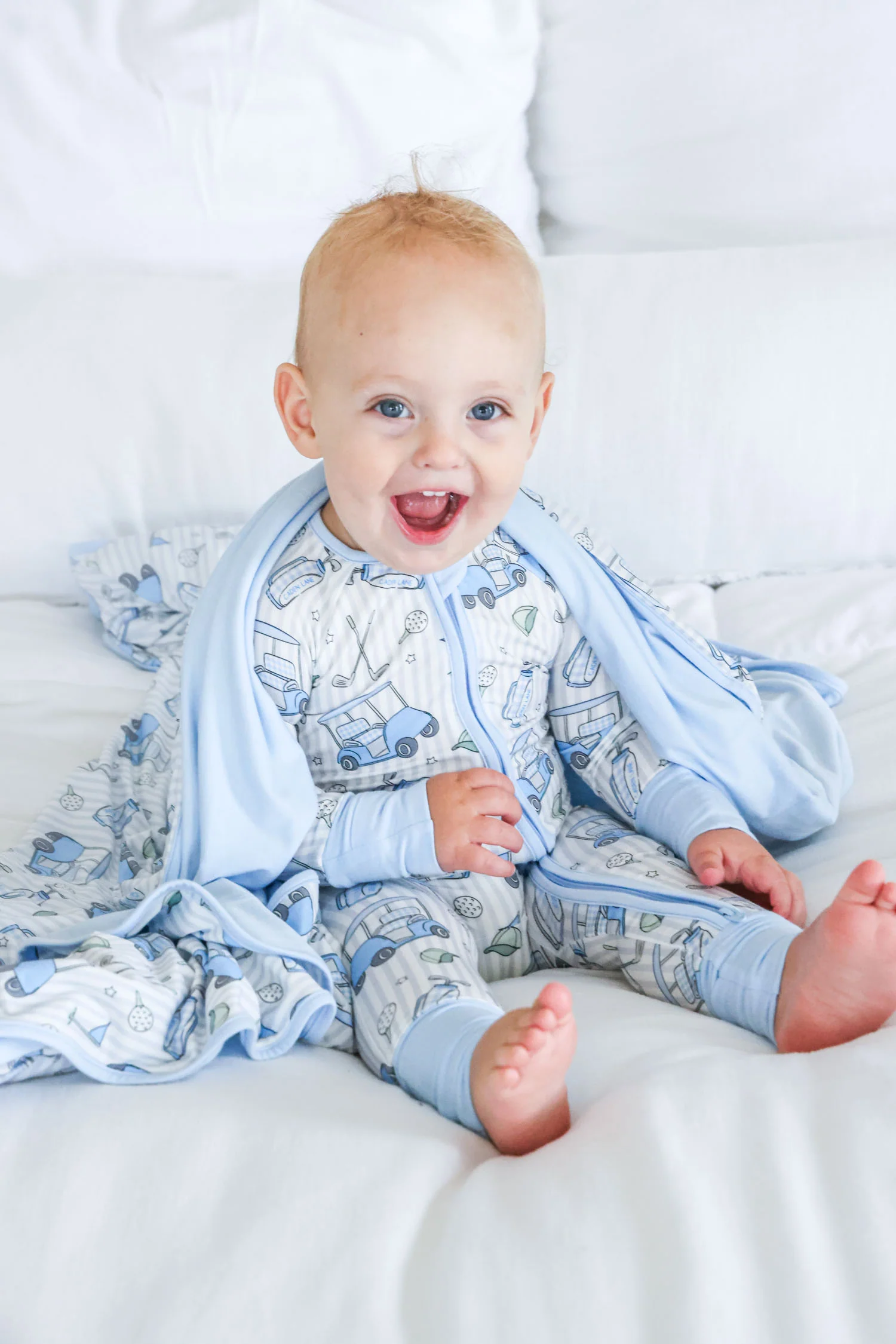 Convertible Bamboo Zip Romper | Caddie Crew Blue - Image 7