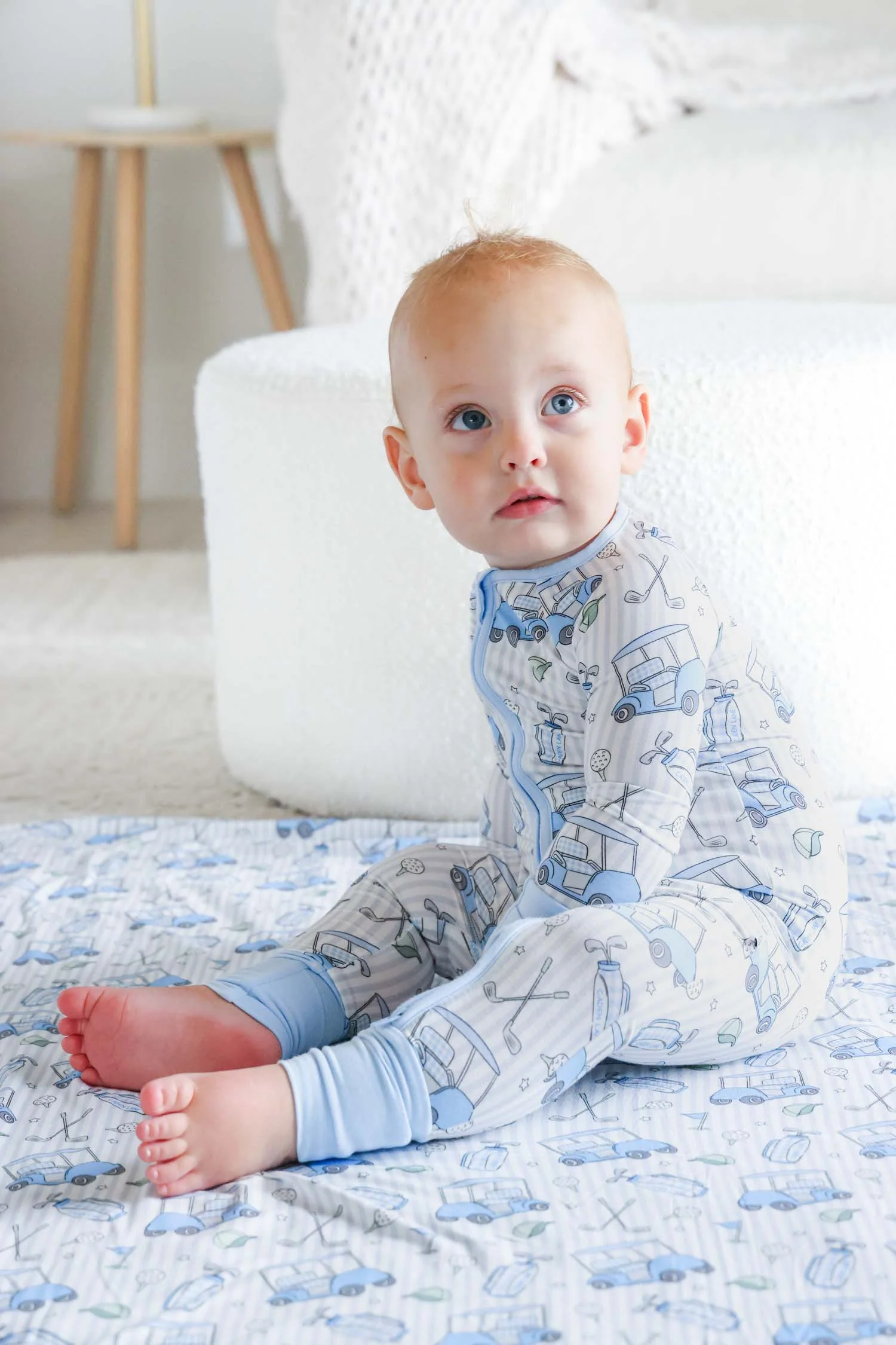 Convertible Bamboo Zip Romper | Caddie Crew Blue - Image 9