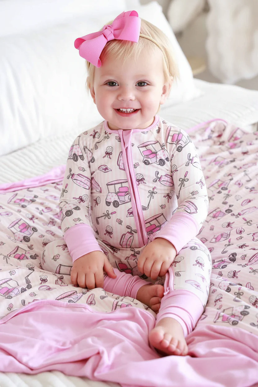 Convertible Bamboo Zip Romper | Caddie Crew Pink