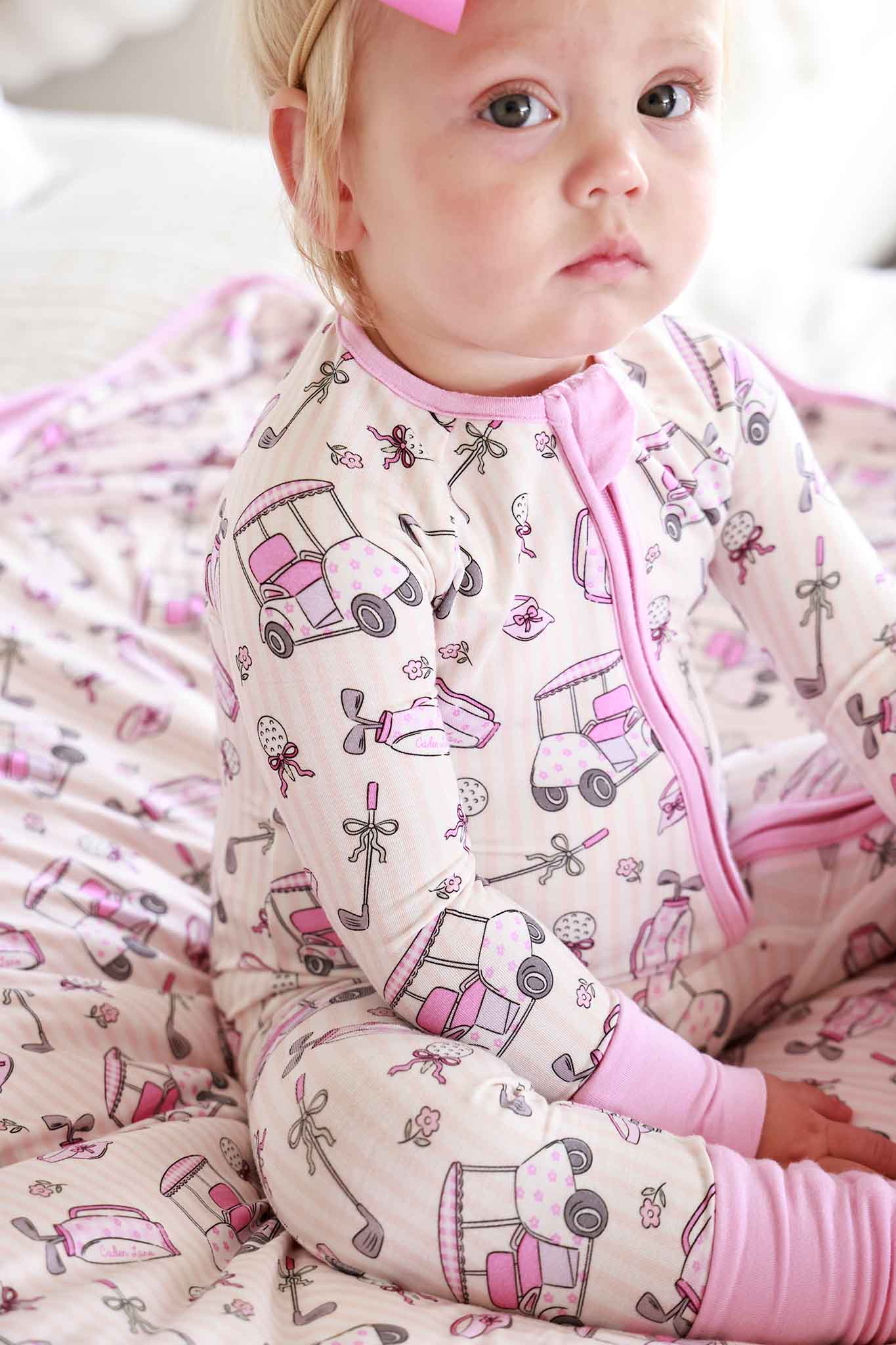 Convertible Bamboo Zip Romper | Caddie Crew Pink - Image 9
