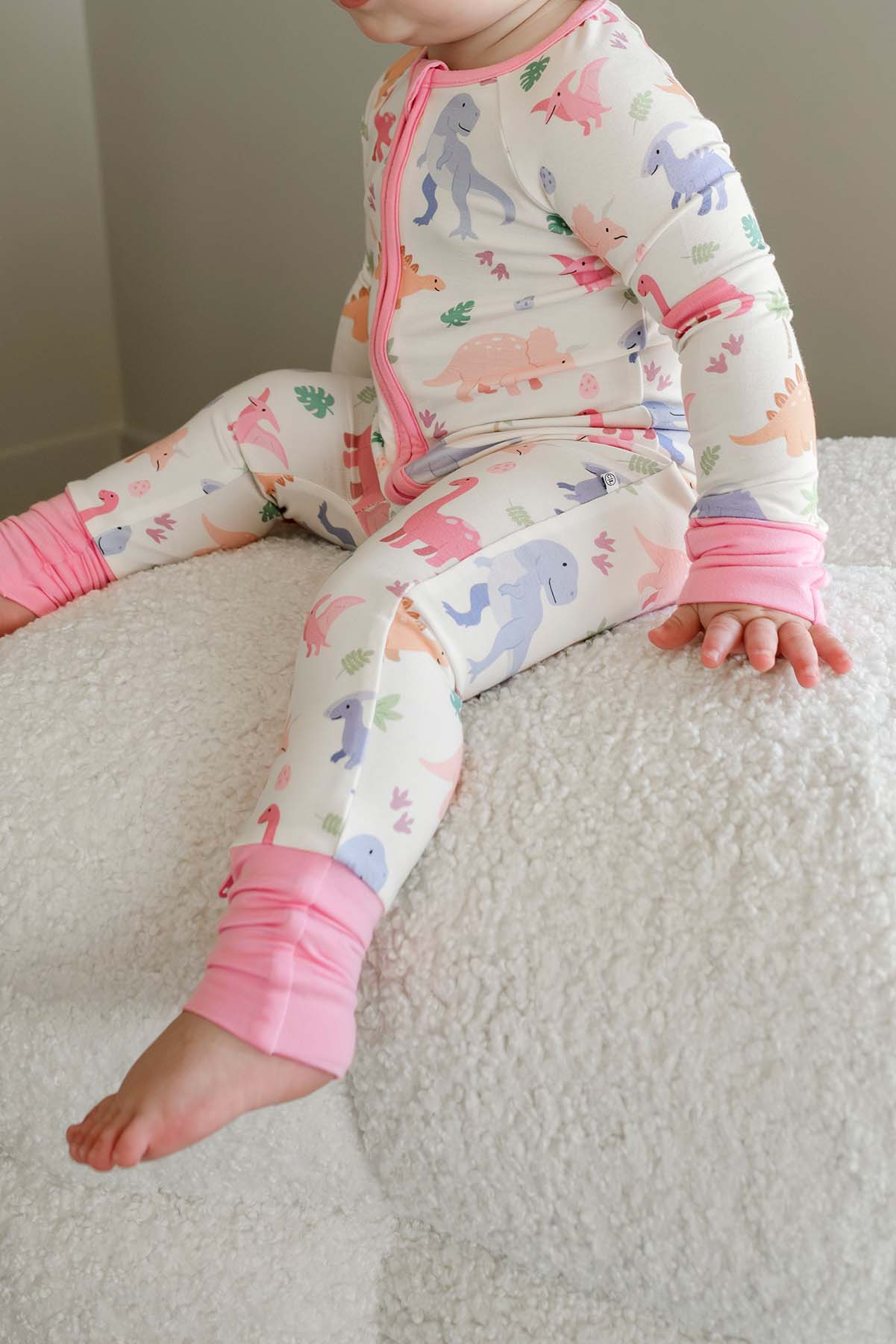 Convertible Bamboo Zip Romper | Little Fossil Pink - Image 11