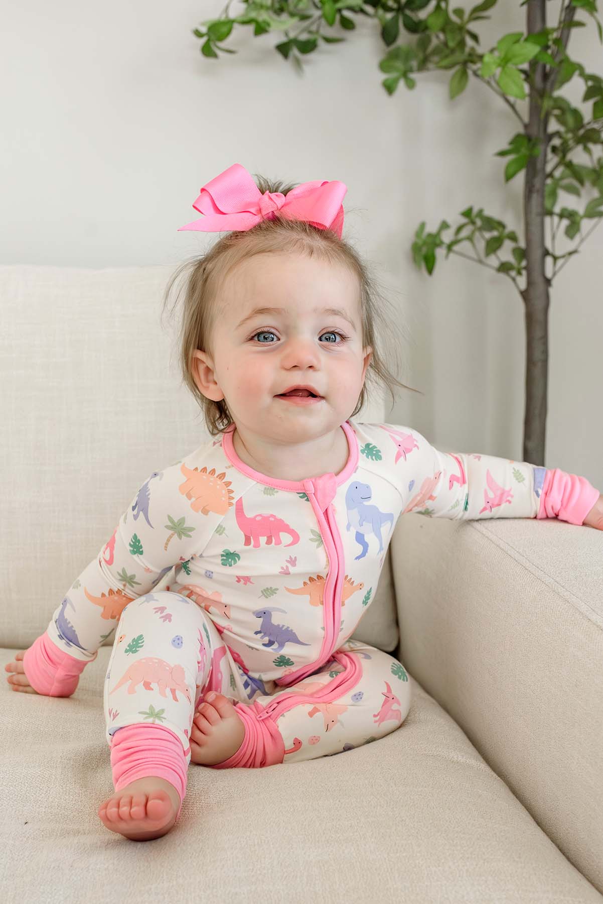 Convertible Bamboo Zip Romper | Little Fossil Pink - Image 12