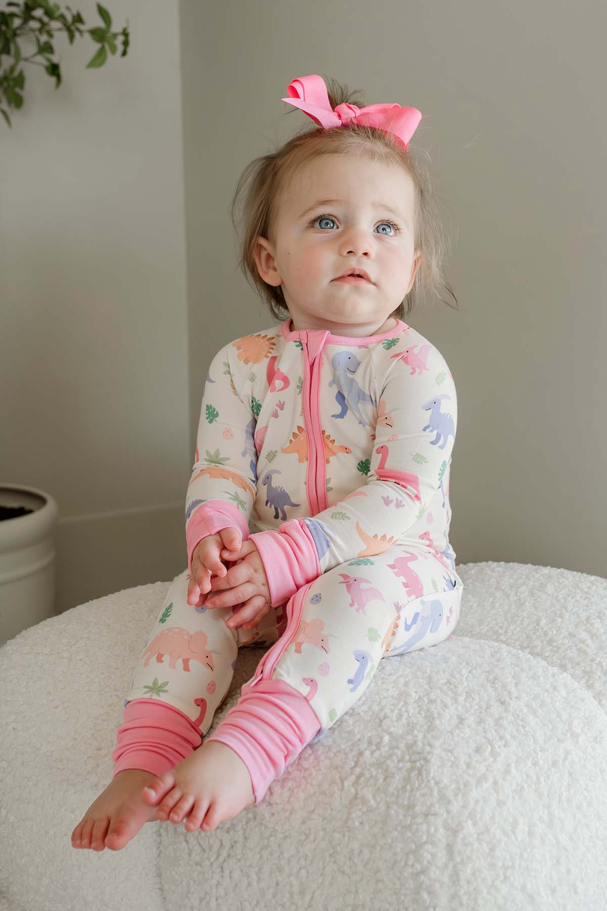 Convertible Bamboo Zip Romper | Little Fossil Pink - Image 13