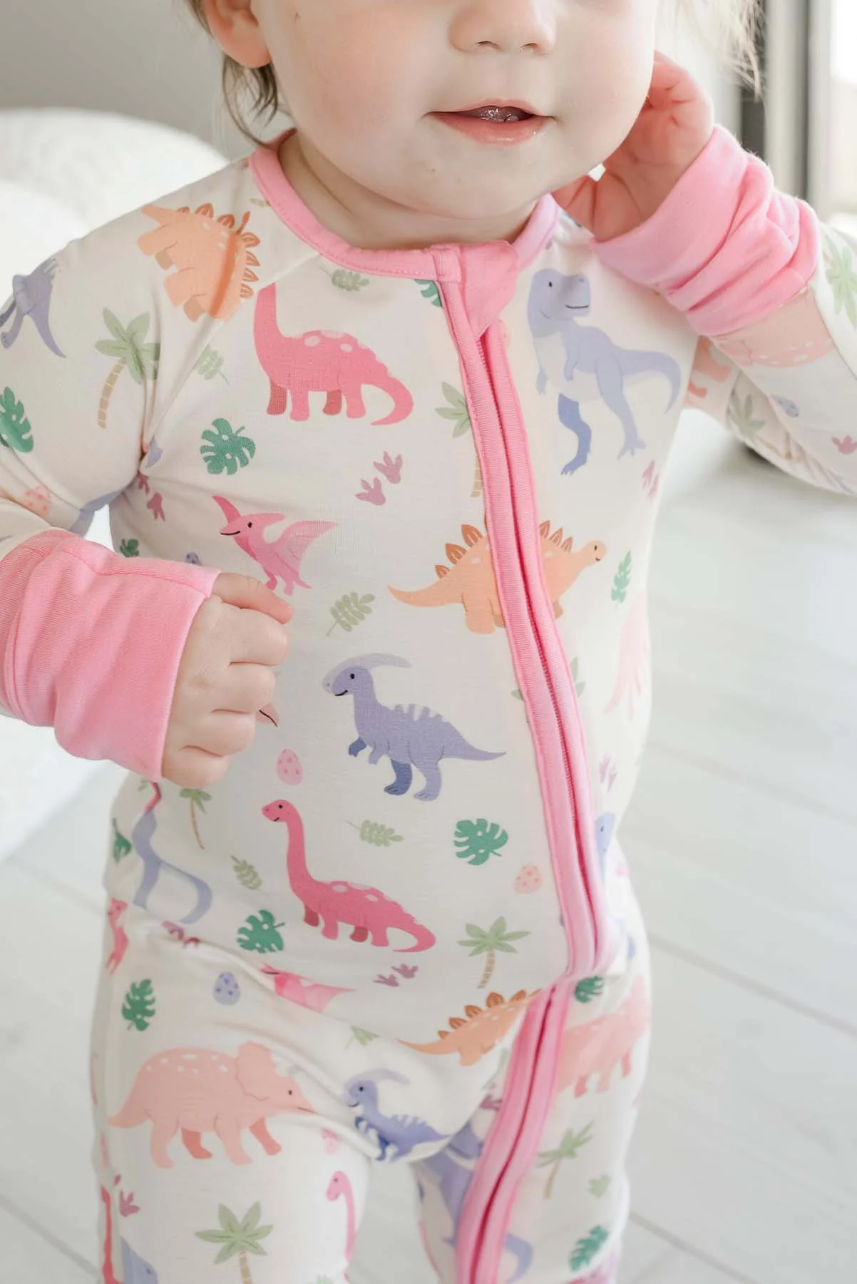 Convertible Bamboo Zip Romper | Little Fossil Pink - Image 3