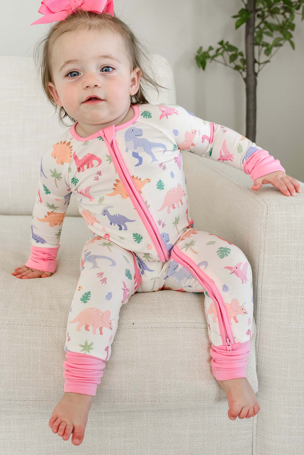 Convertible Bamboo Zip Romper | Little Fossil Pink - Image 4