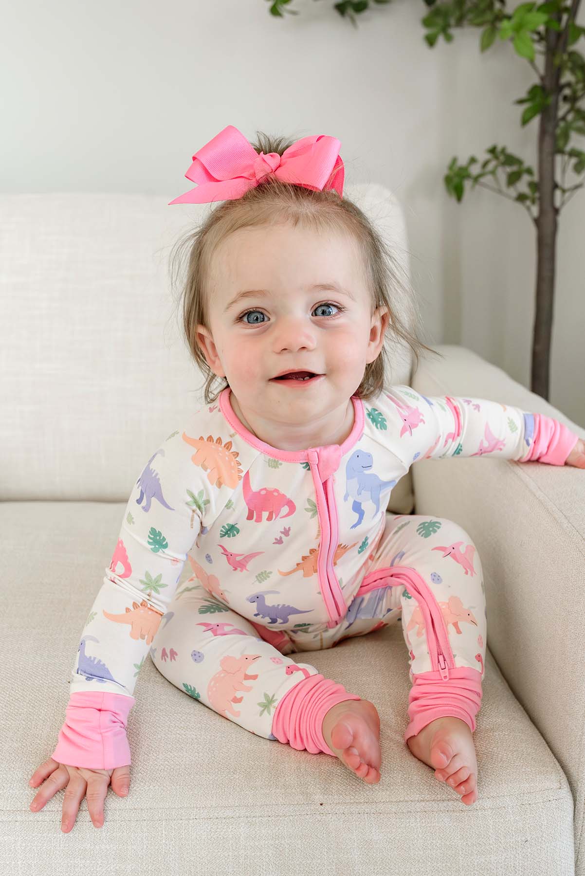 Convertible Bamboo Zip Romper | Little Fossil Pink - Image 5