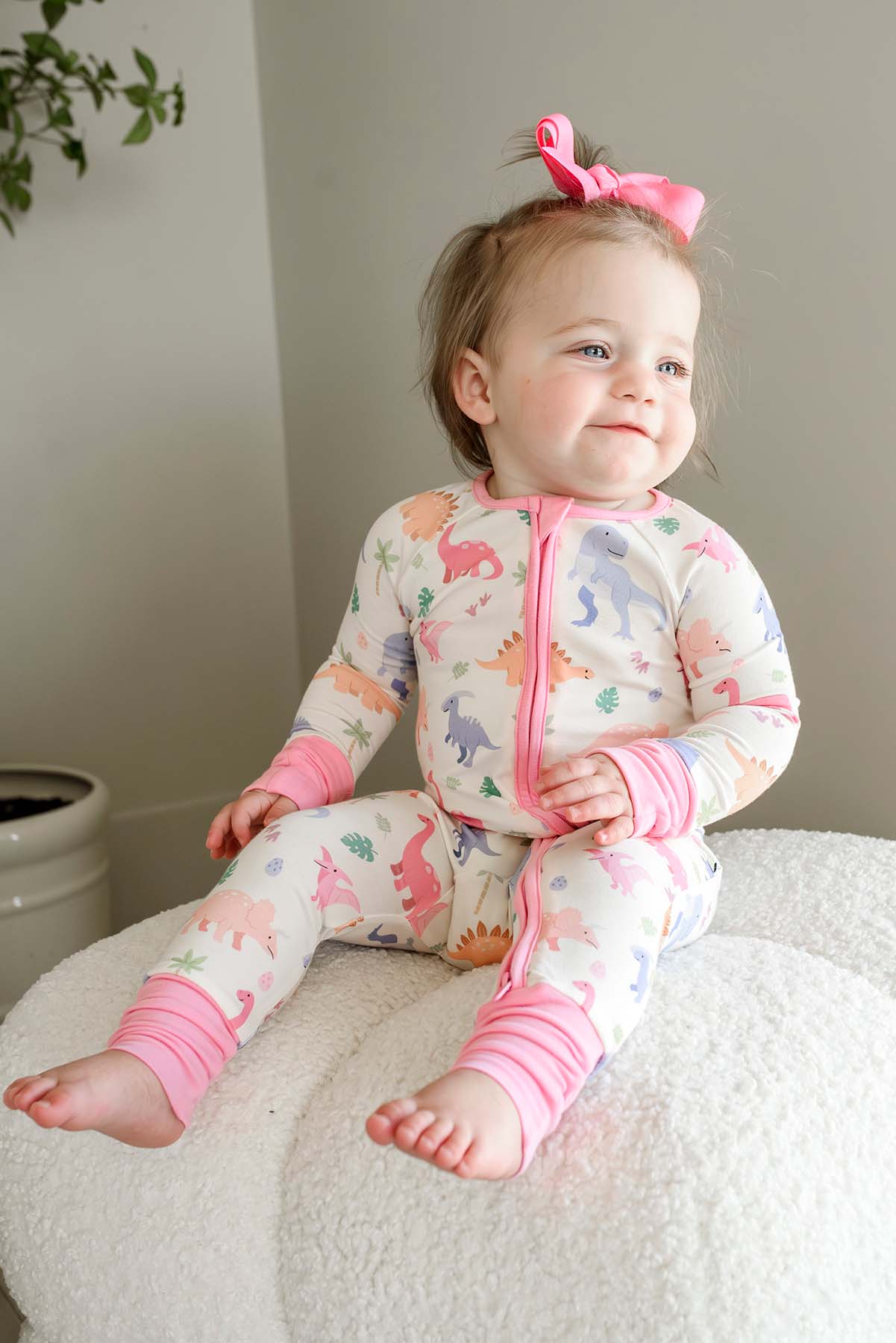 Convertible Bamboo Zip Romper | Little Fossil Pink - Image 8