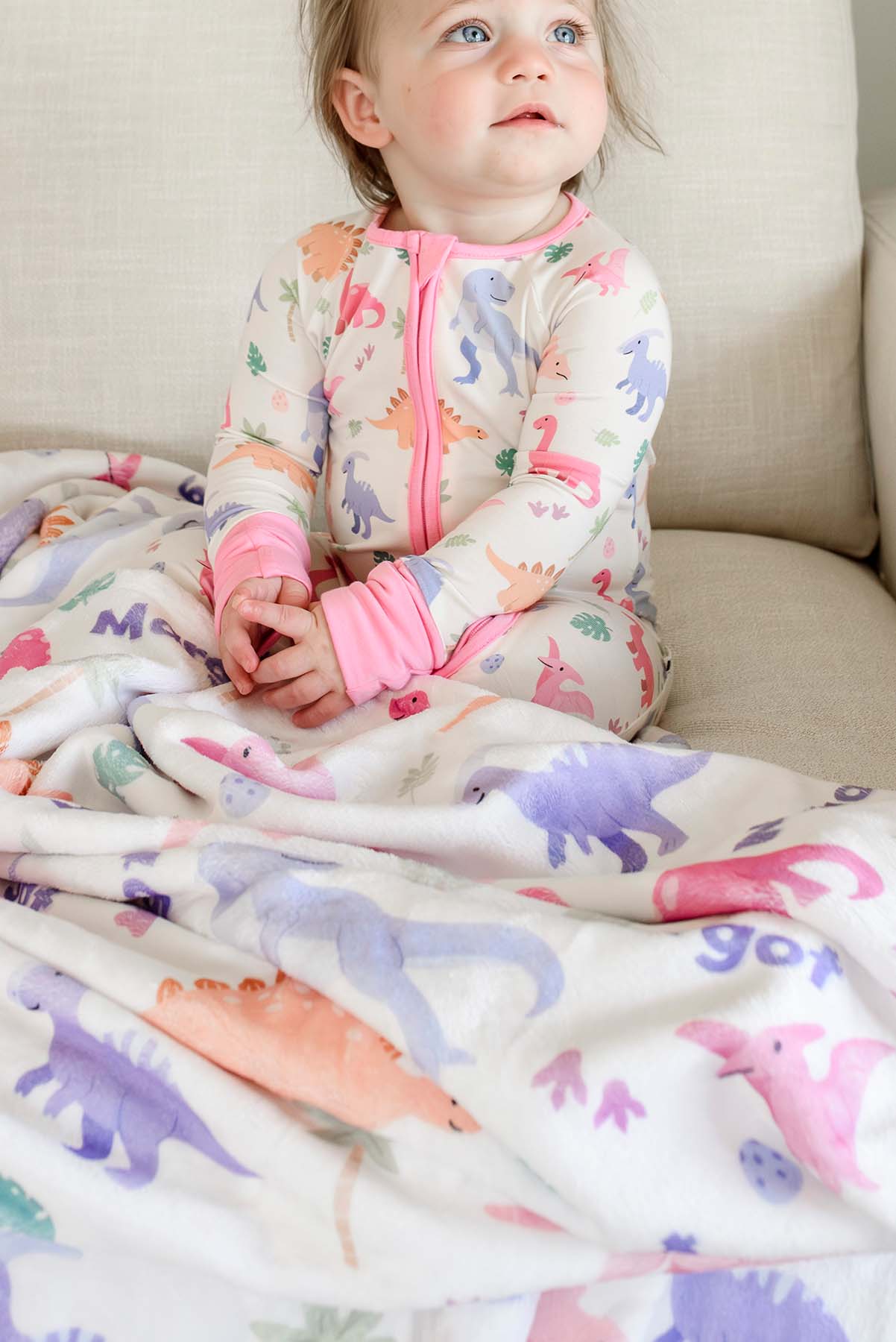 Convertible Bamboo Zip Romper | Little Fossil Pink - Image 9