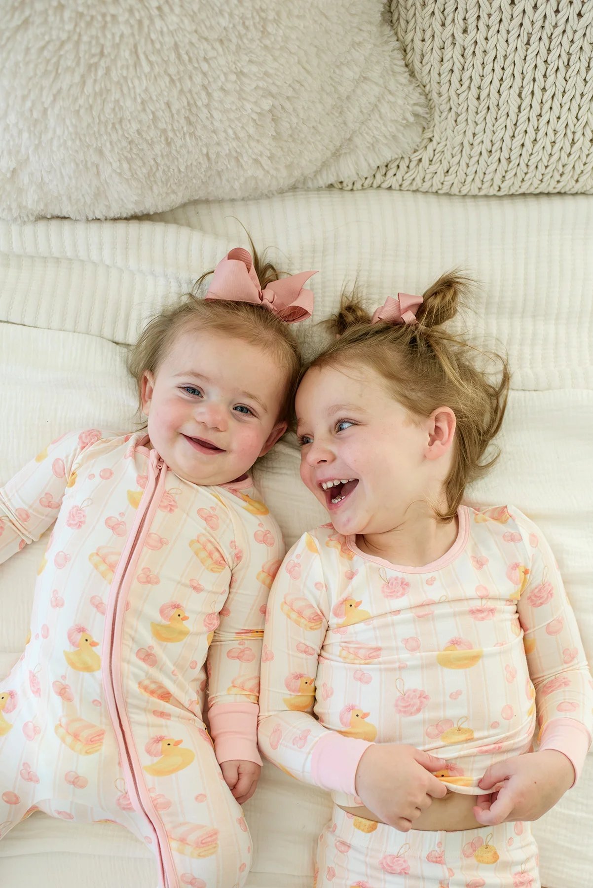 Convertible Bamboo Zip Romper Pajamas | Bubble Duckies Pink - Image 15