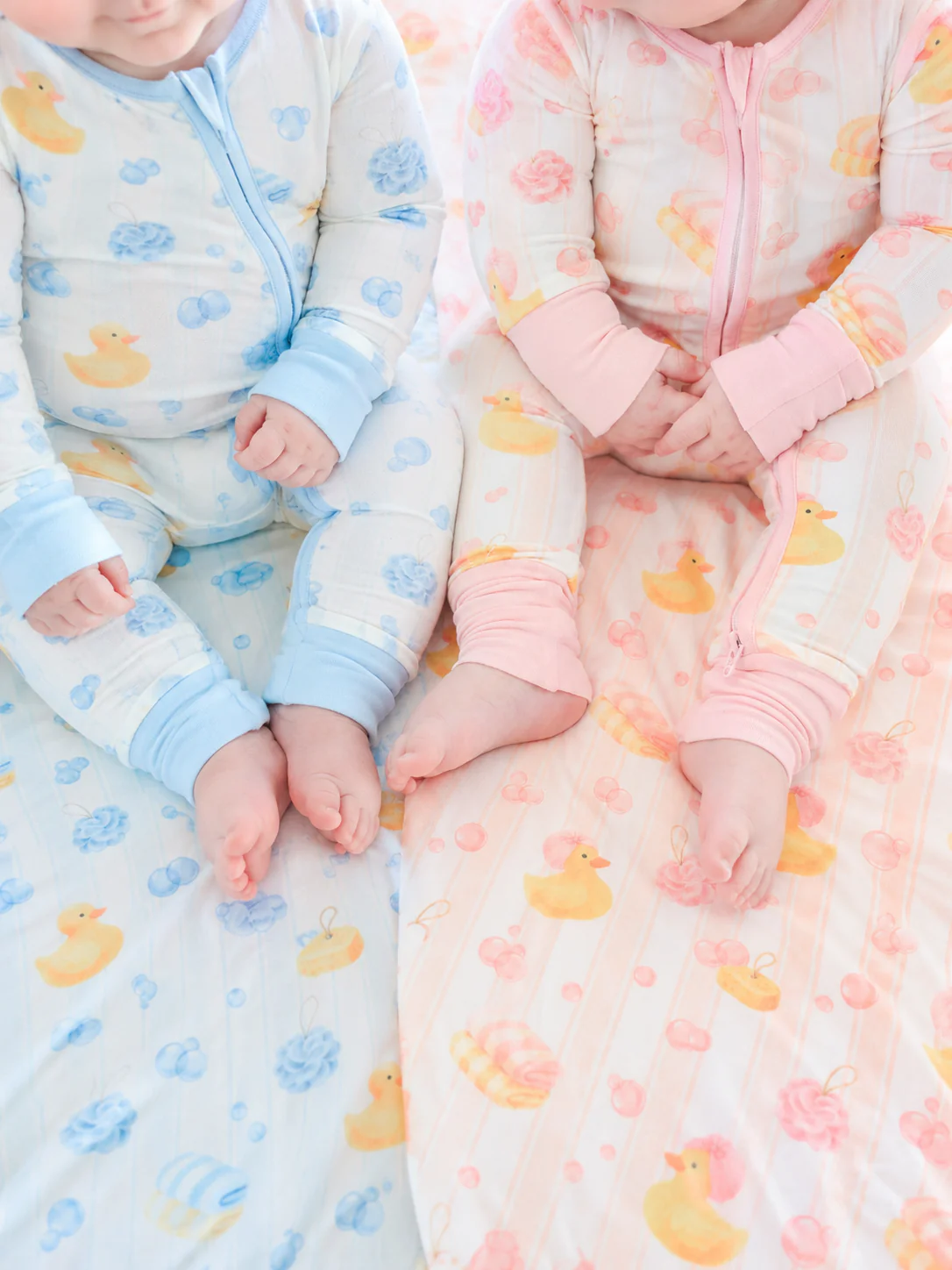 Convertible Bamboo Zip Romper | Bubble Duckies Blue - Image 3