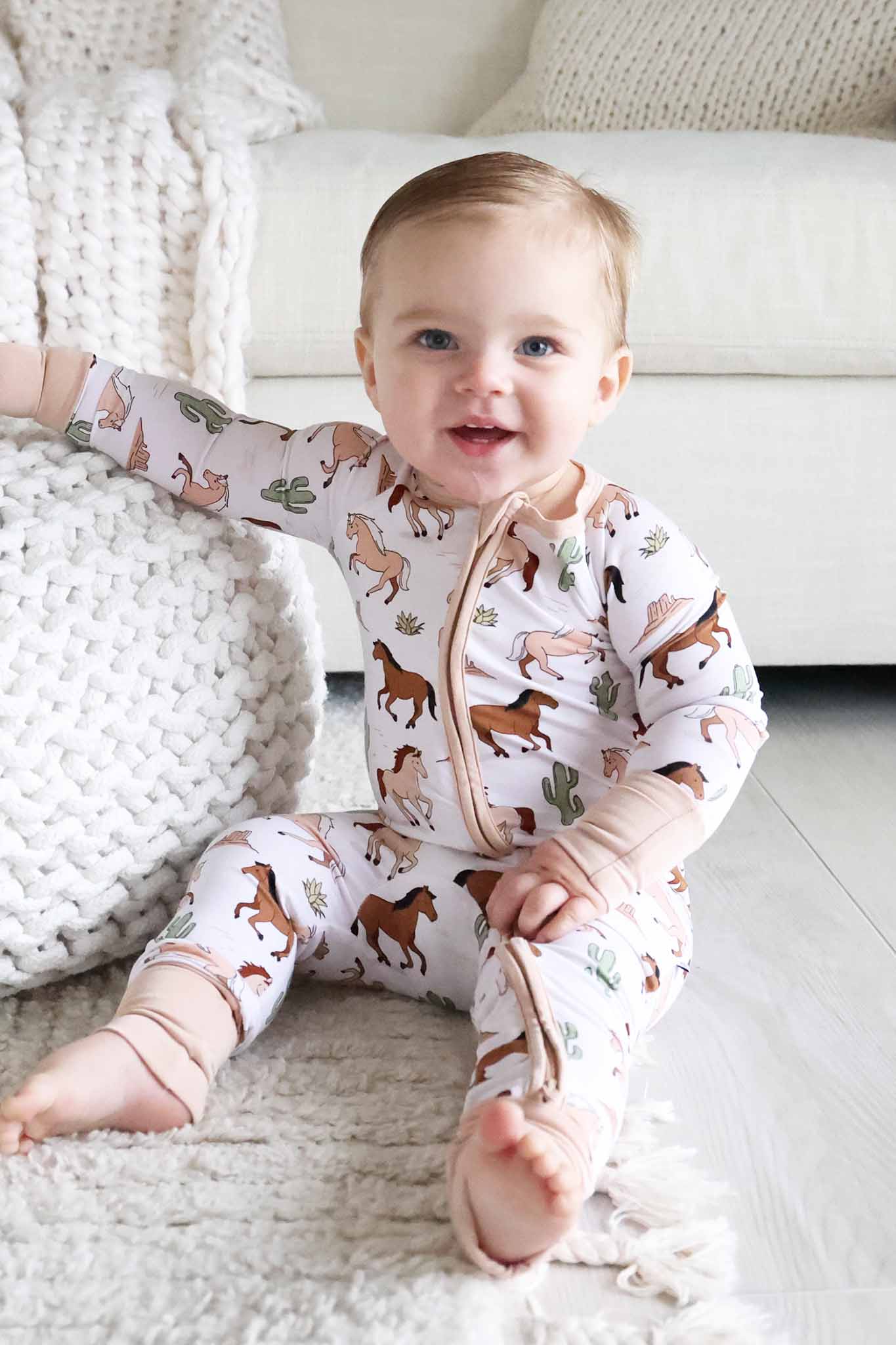 Convertible Zip Romper | Pony Club Neutral - Image 2