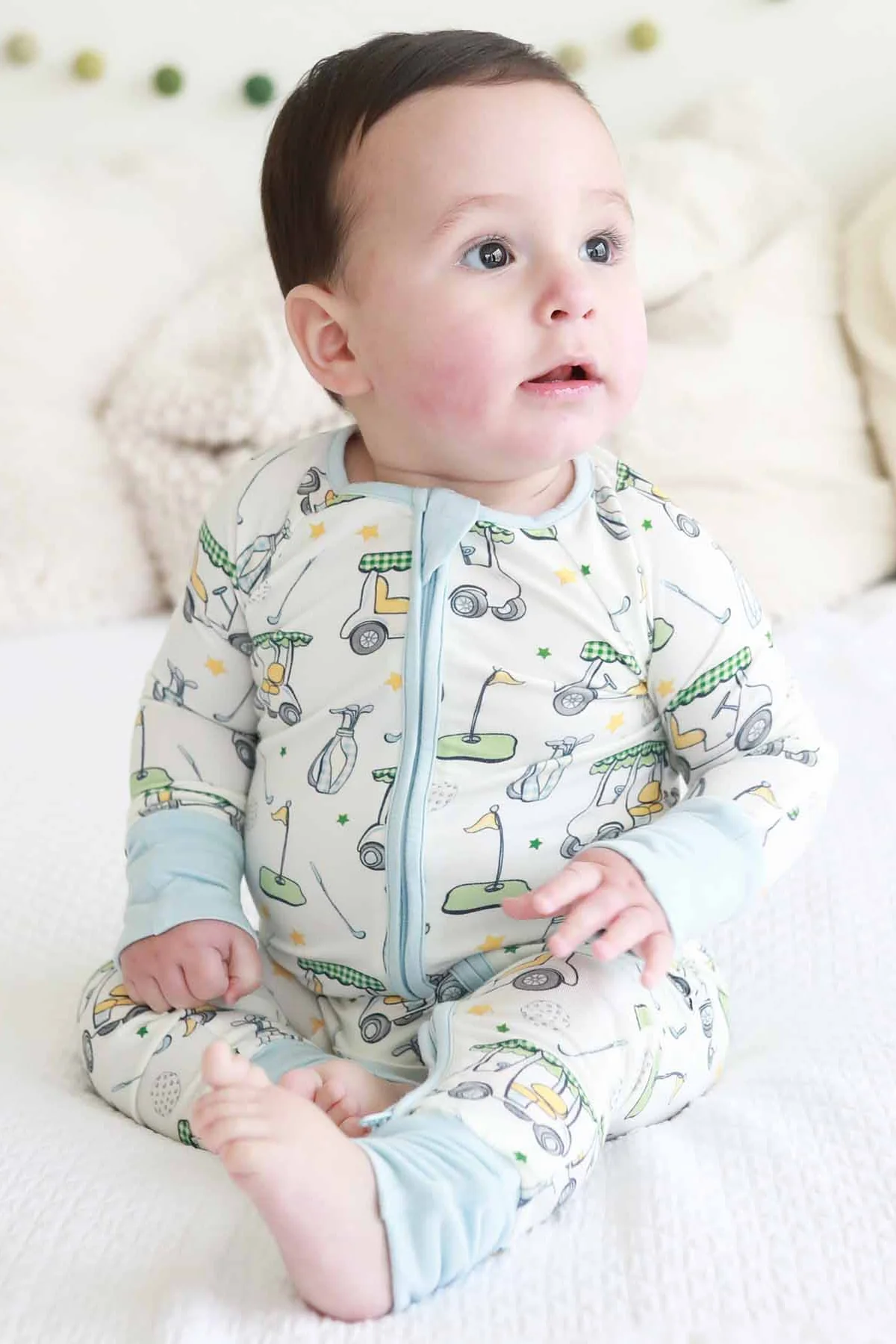 Country Club Cuties Convertible Bamboo Zip Romper | Blue - Image 4