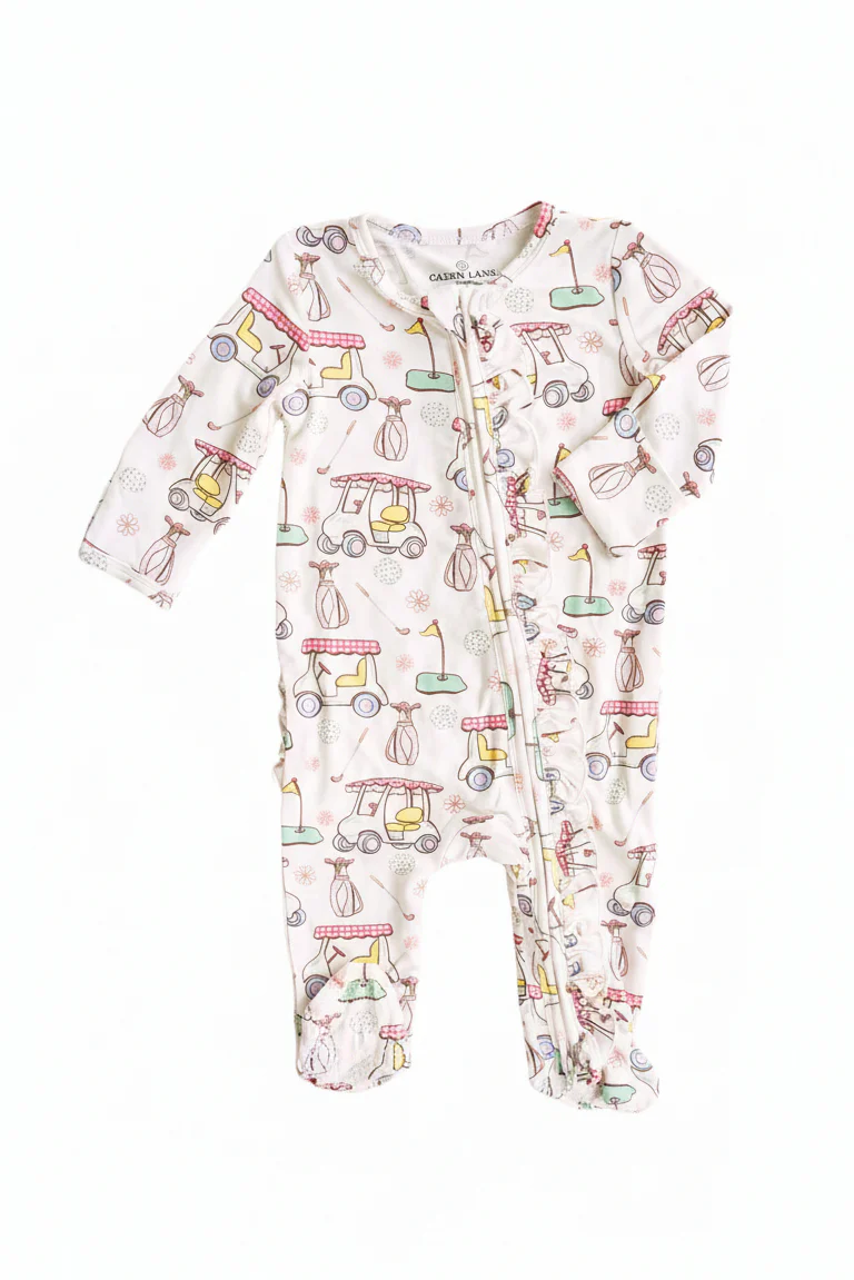 Country Club Cuties Ruffle Zipper Footie | Pink - Image 2