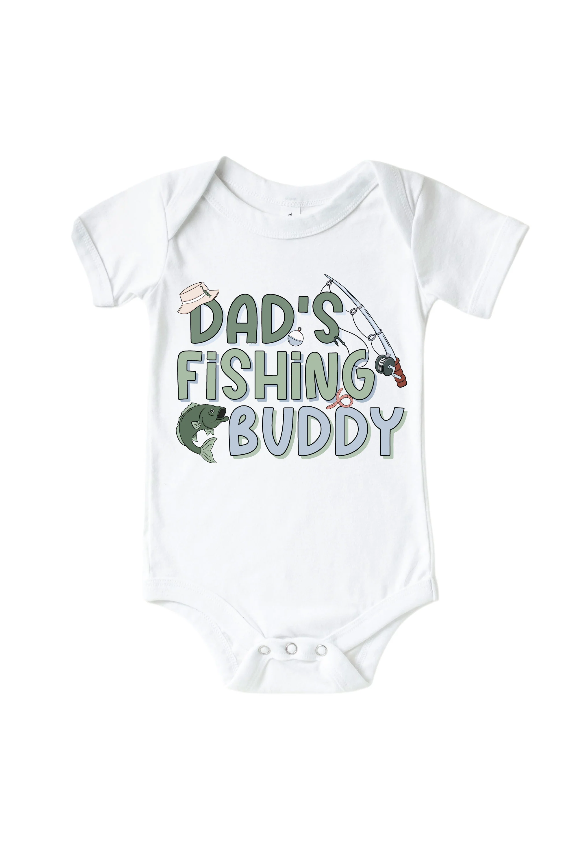 Dad's Fishing Buddy Graphic Bodysuit & Kids Tee | White - Image 2
