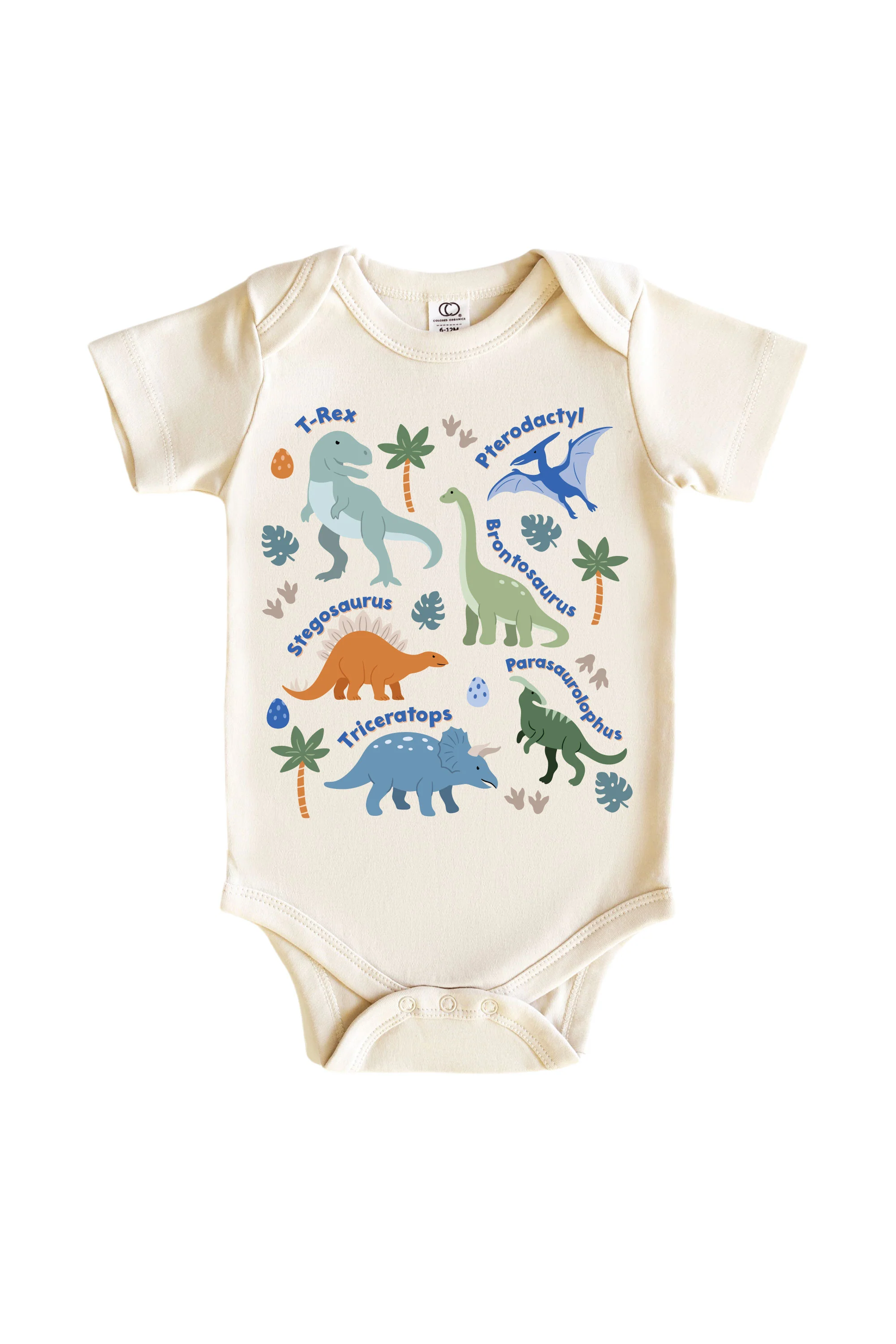 Dino Names Neutral Graphic Bodysuit & Kids Tee | Natural - Image 2