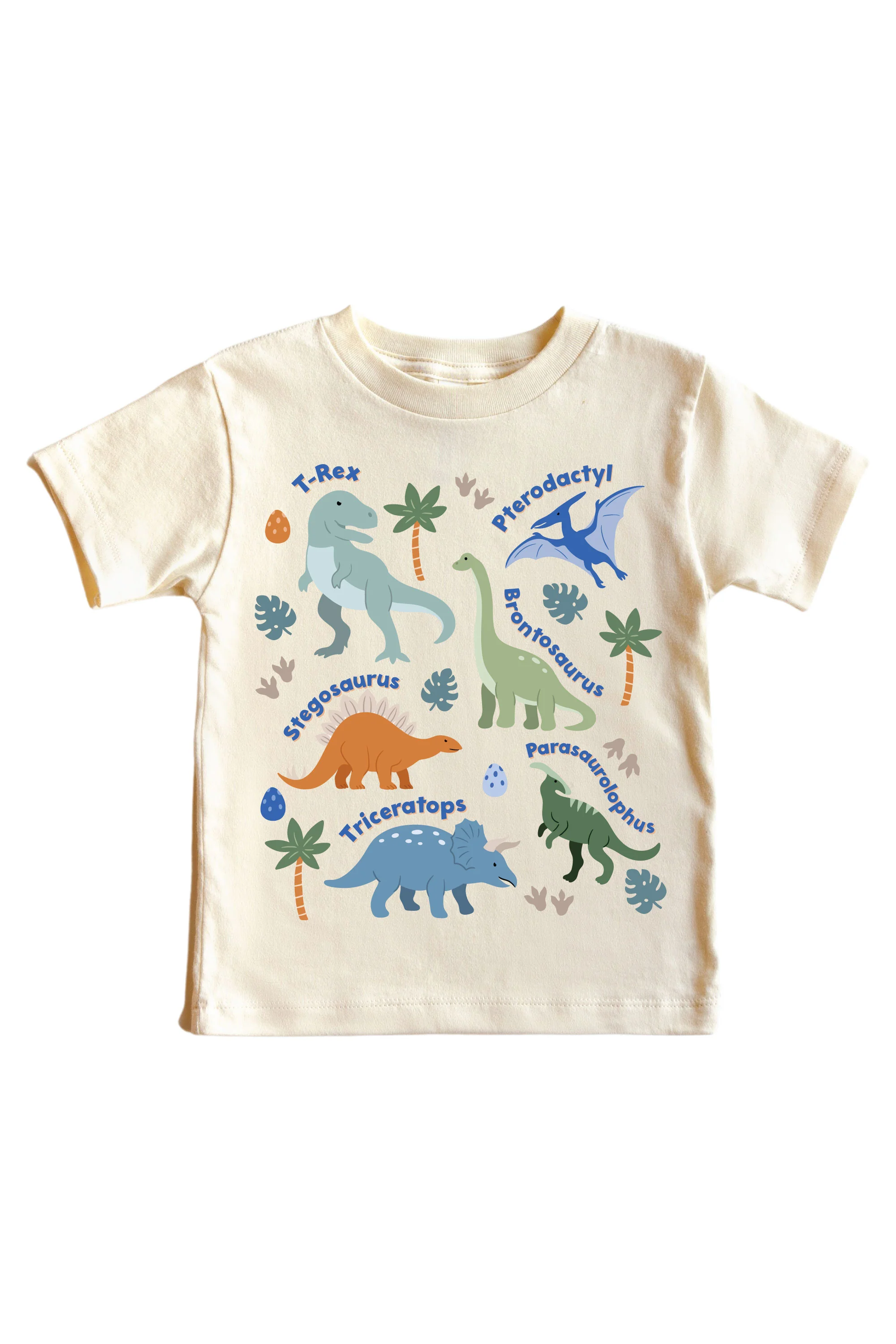 Dino Names Neutral Graphic Bodysuit & Kids Tee | Natural - Image 3