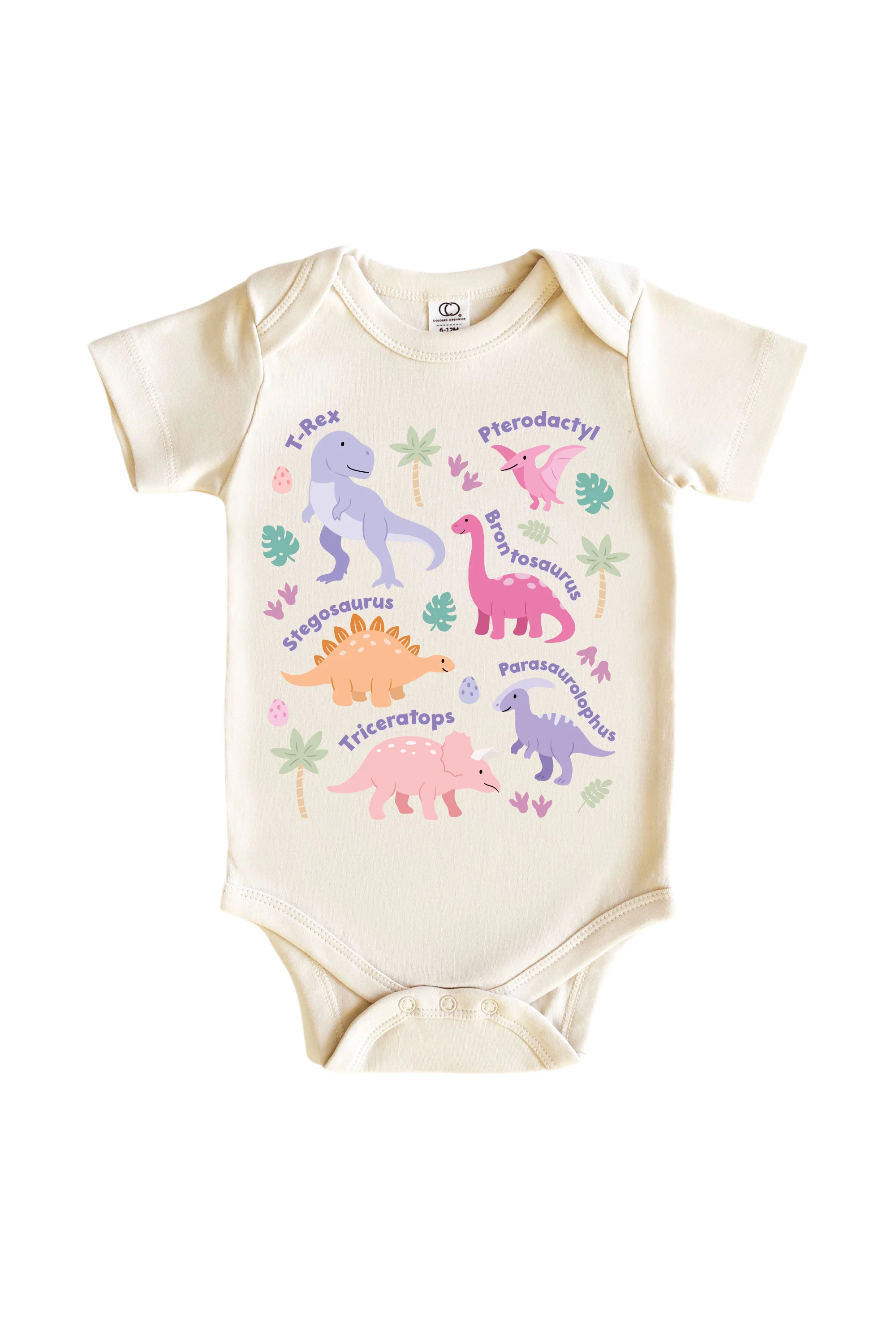 Dino Names Pink Graphic Bodysuit & Kids Tee | Natural - Image 2