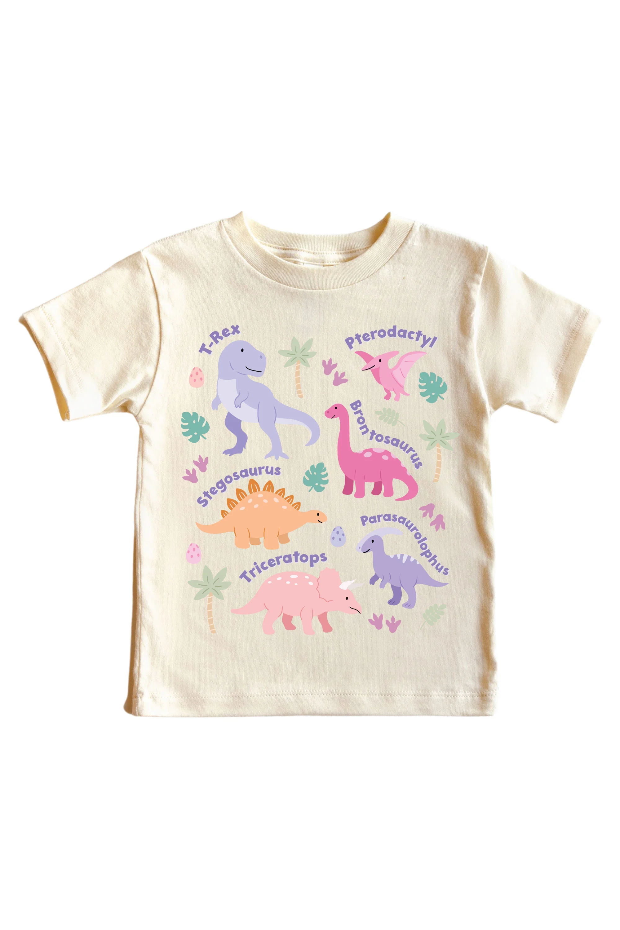 Dino Names Pink Graphic Bodysuit & Kids Tee | Natural - Image 3