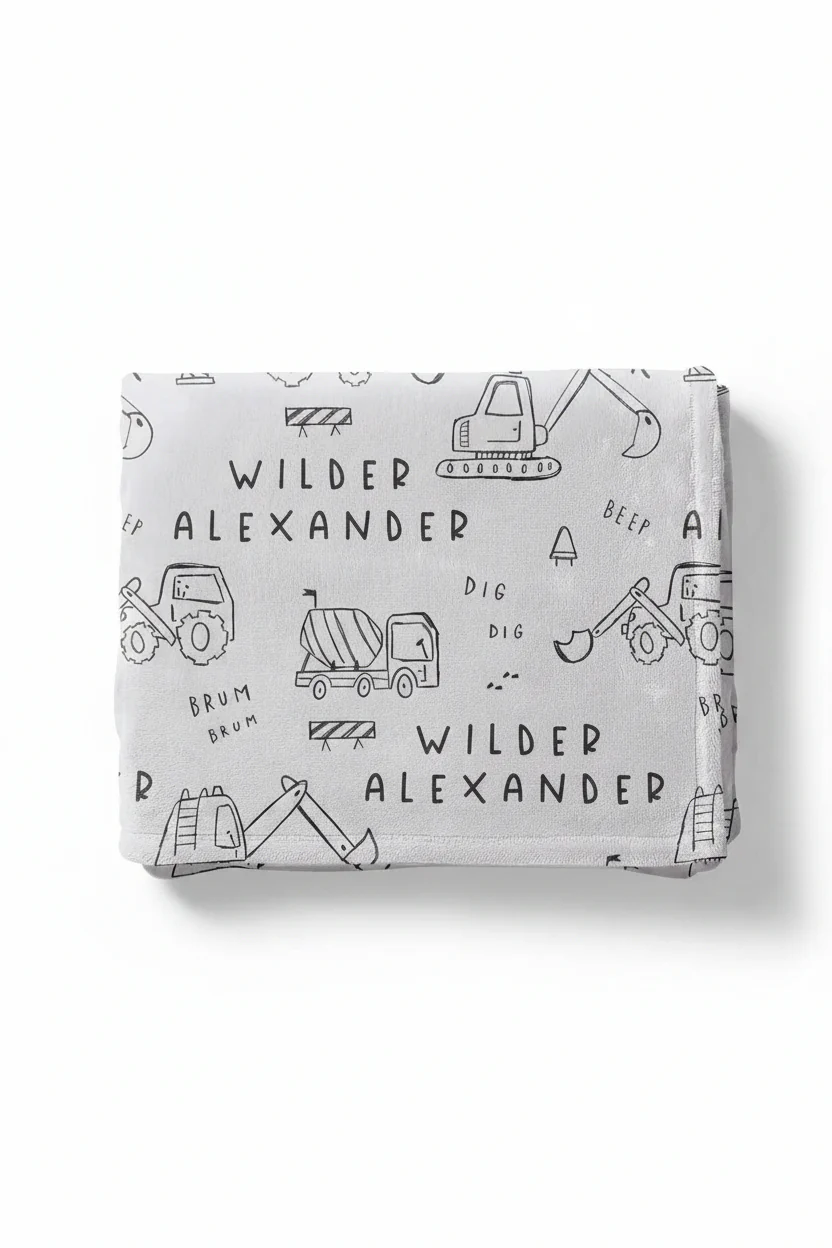 Doodle Dozers Personalized Kids Blanket - Image 2
