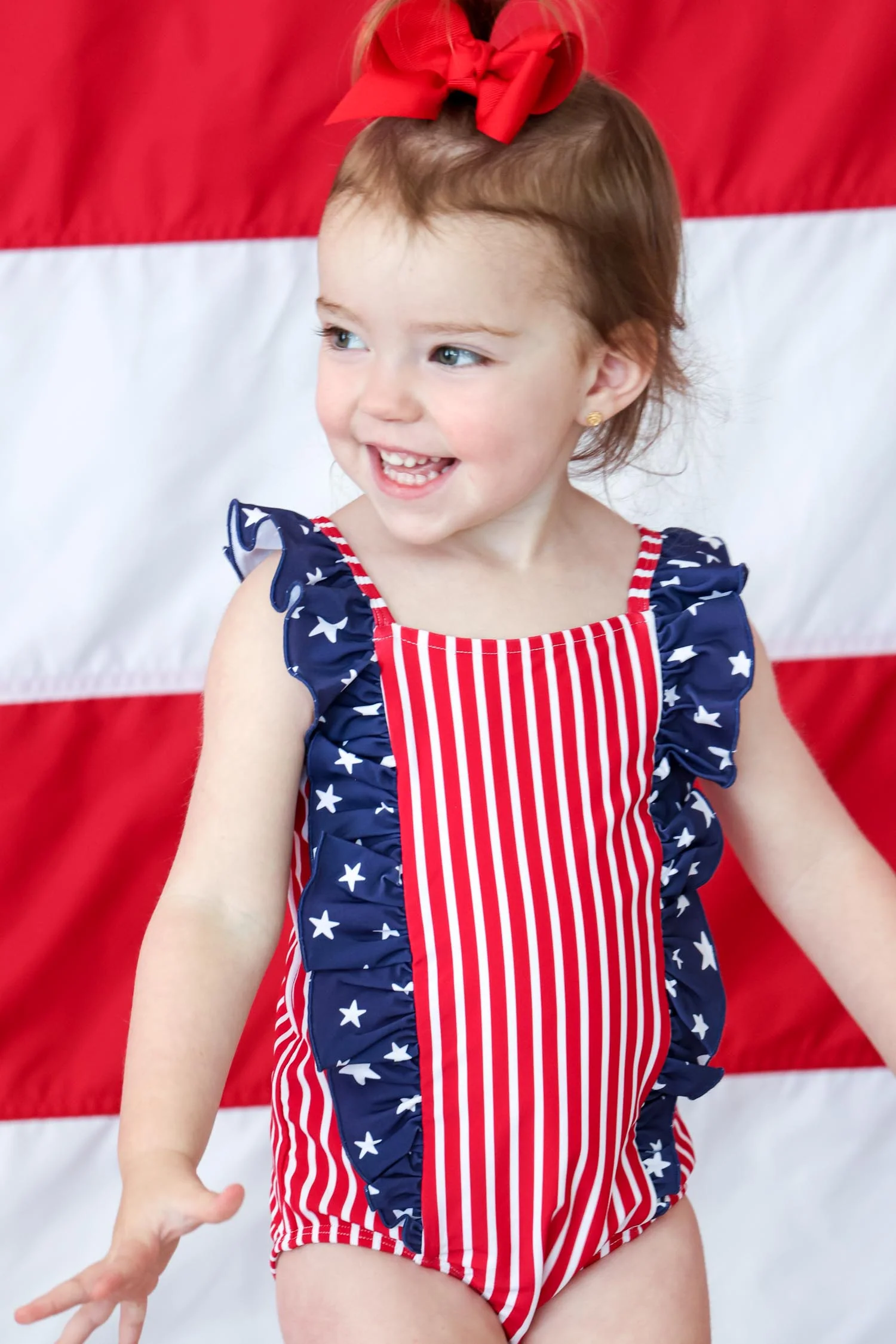Double Ruffle Bow Back One Piece | Stars & Stripes Party - Image 10