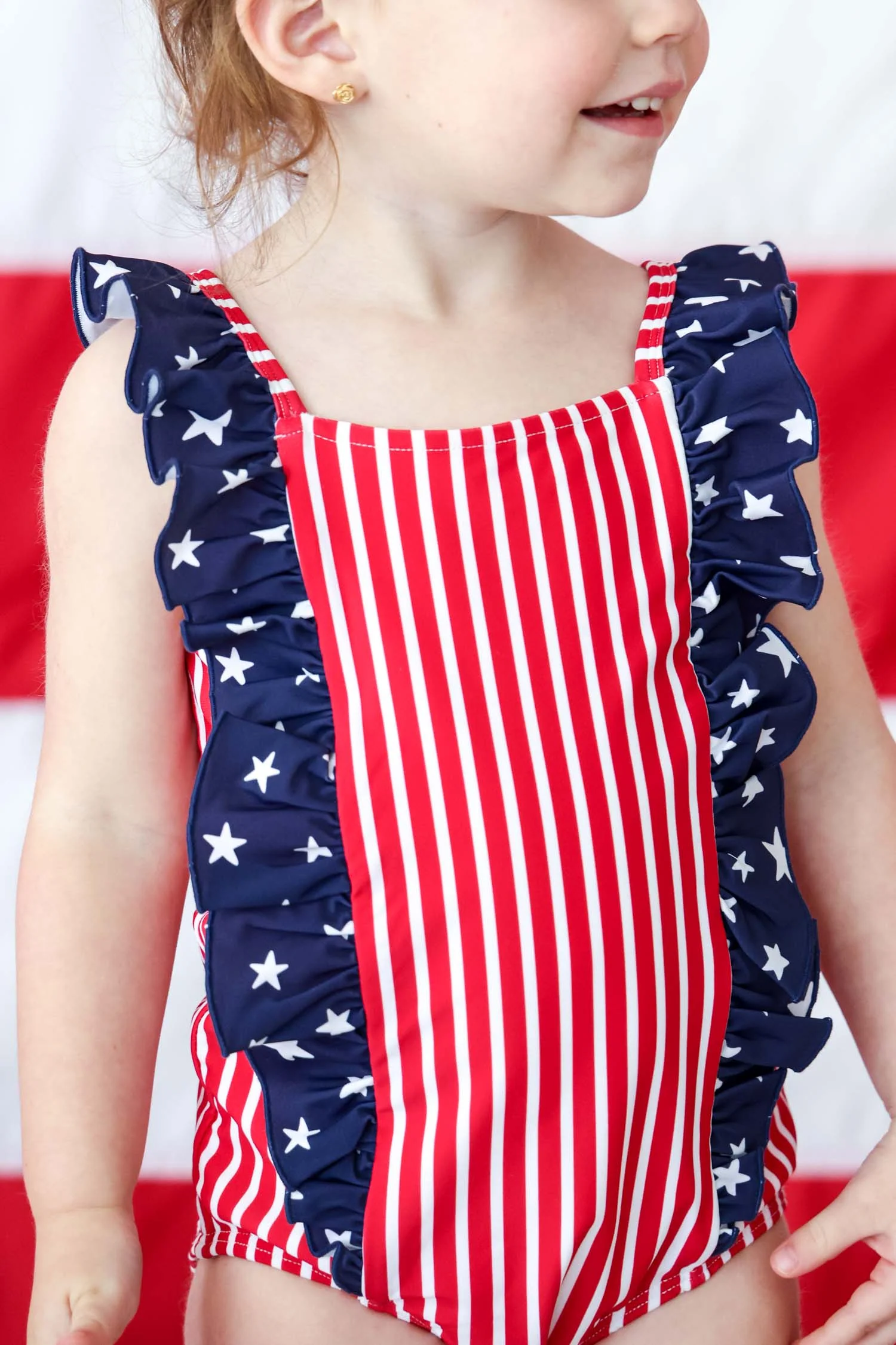 Double Ruffle Bow Back One Piece | Stars & Stripes Party - Image 4