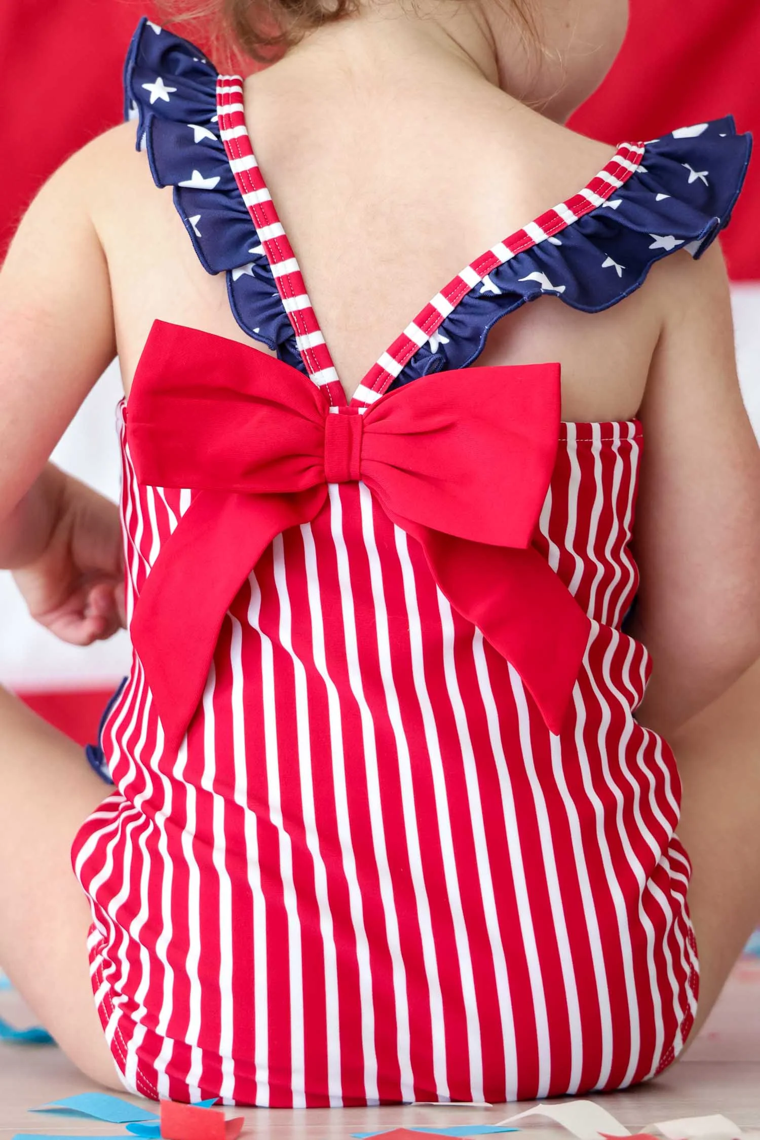 Double Ruffle Bow Back One Piece | Stars & Stripes Party - Image 8